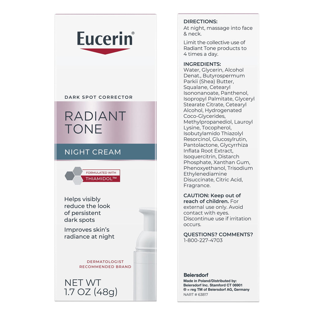 Eucerin Radiant Tone Night Cream, Dark Spot Corrector with Thiamidol, 1.7 oz