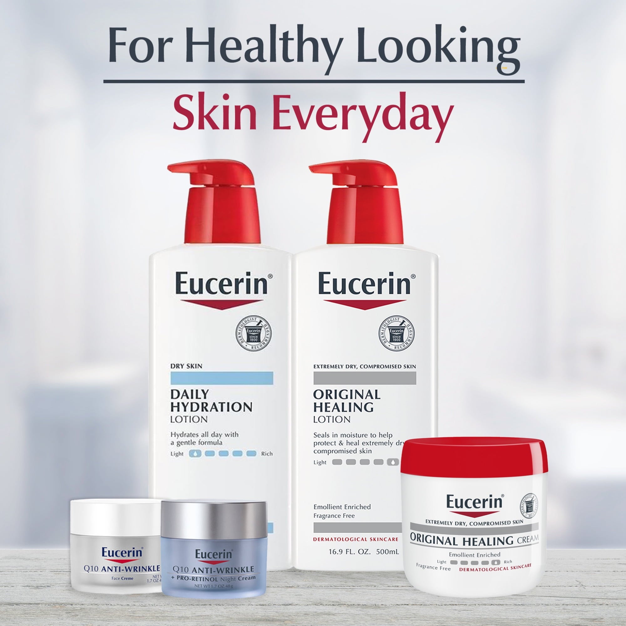 Eucerin Original Healing Body Lotion, for Sensitive Skin, Fragrance Free, 16.9 fl oz Bottle