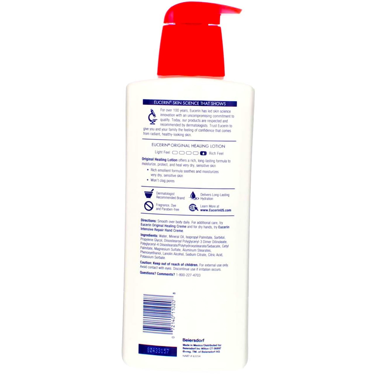 4 Pack - Eucerin Original Healing Rich Lotion 16.9 Fluid Oz Each