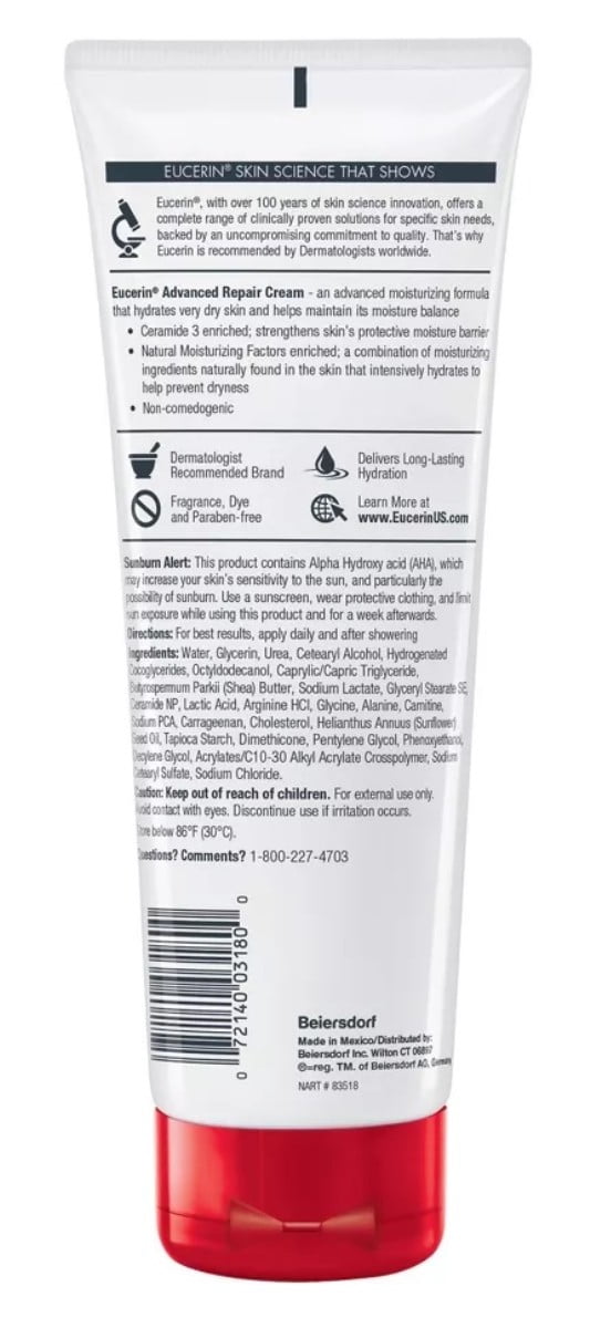 Eucerin Cream Advanced Repair 8oz Tube (Pack of 3)