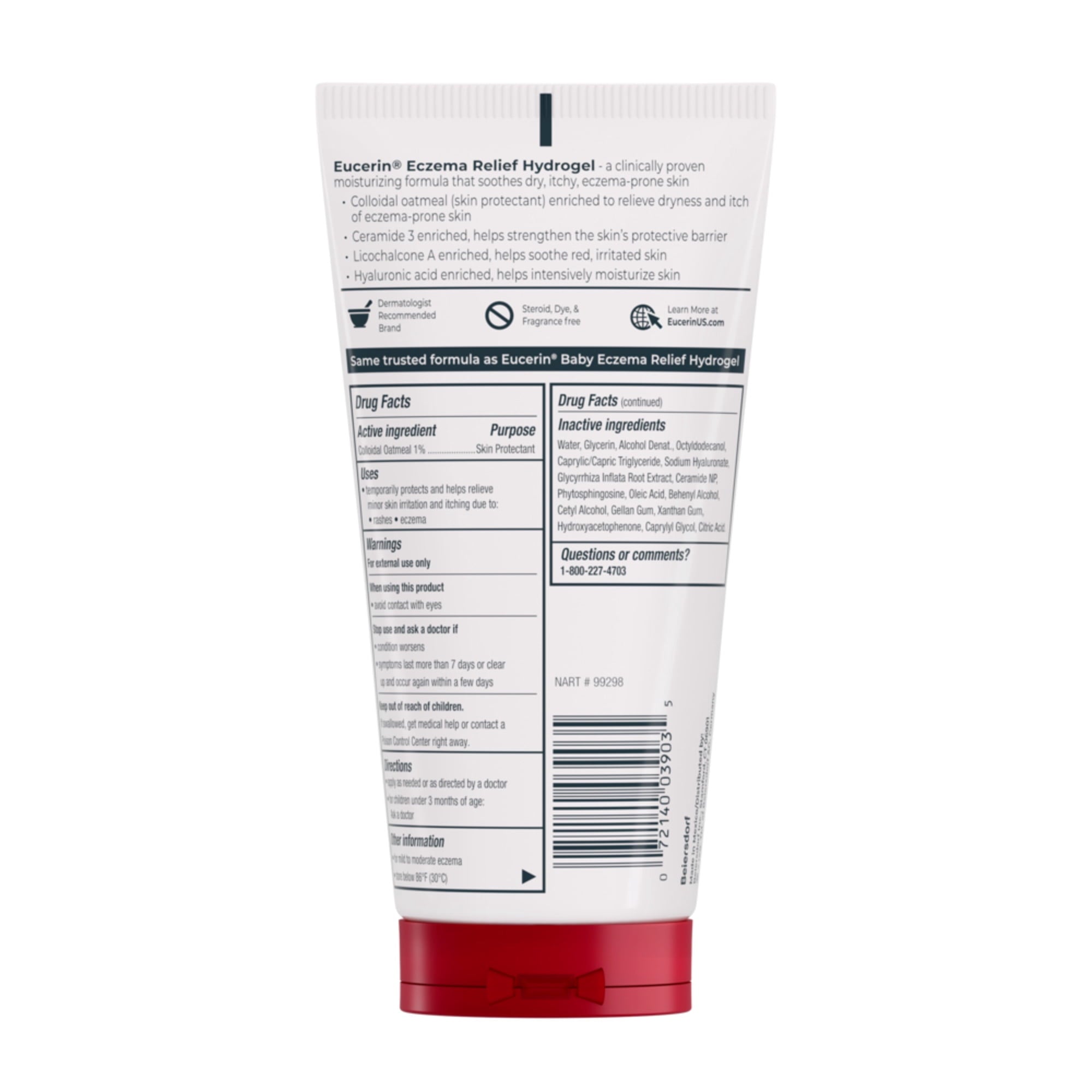 Eucerin Eczema Relief Hydrogel Moisturizer for Dry, Itchy, Eczema-Prone Skin, 5 fl oz Tube