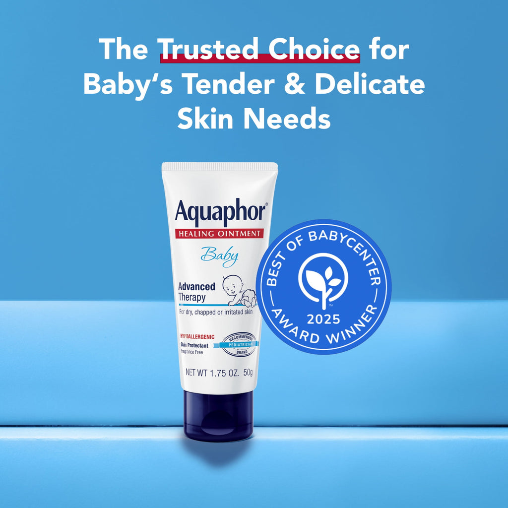 (2 pack) Aquaphor Baby Healing Ointment for Teething, Drool and Diaper Rash Cream, Travel Size, 1.75 oz