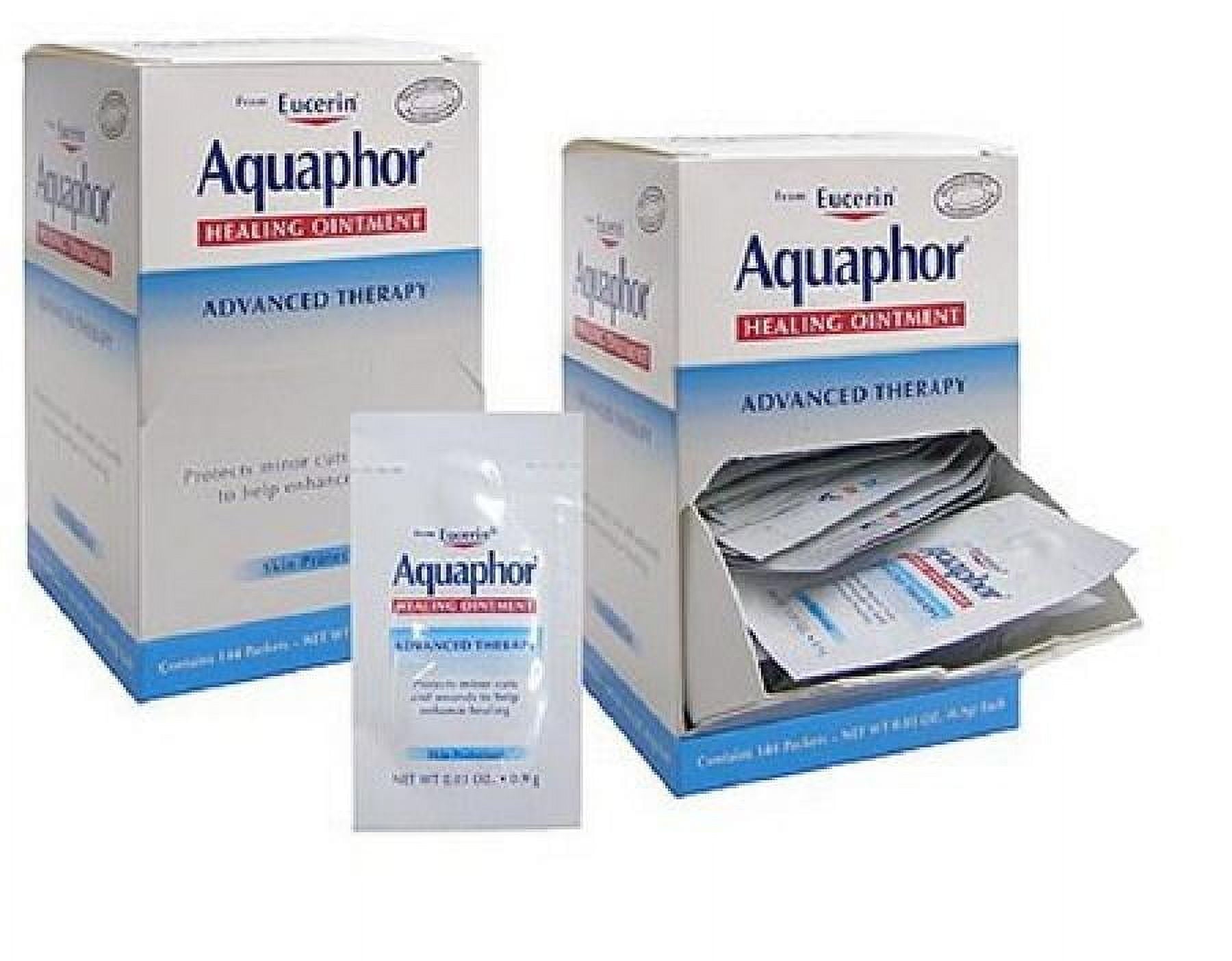 Aquaphor Advanced Therapy Healing Ointment, White Petrolatum, 41% Strength, 0.9 gram Individual Packet, Unscented, 144 Count