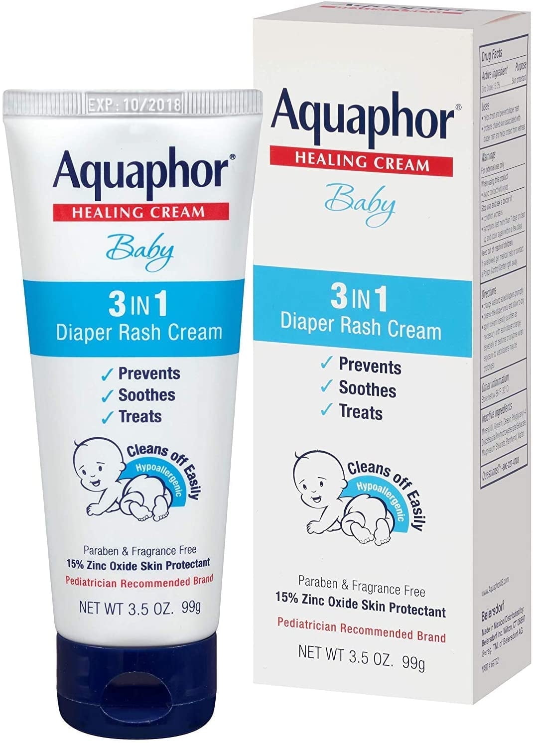 Aquaphor Baby Healing Diaper Rash Cream Skin Protectant, 3.5oz, 6-Pack