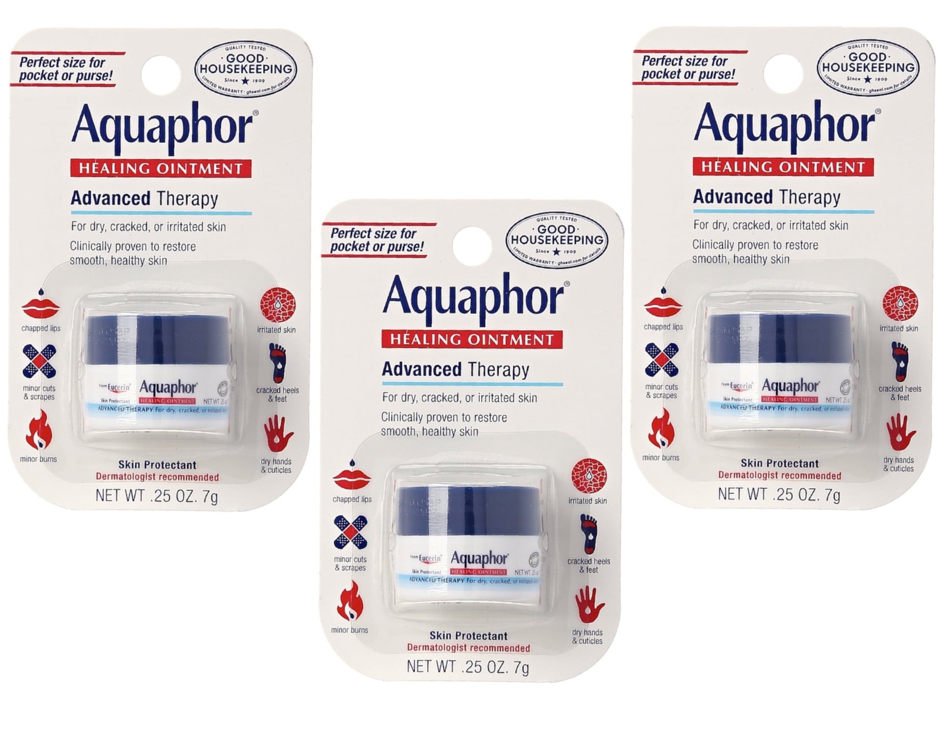 Aquaphor Healing Ointment, Advanced Therapy .25oz. (Pack of 3)