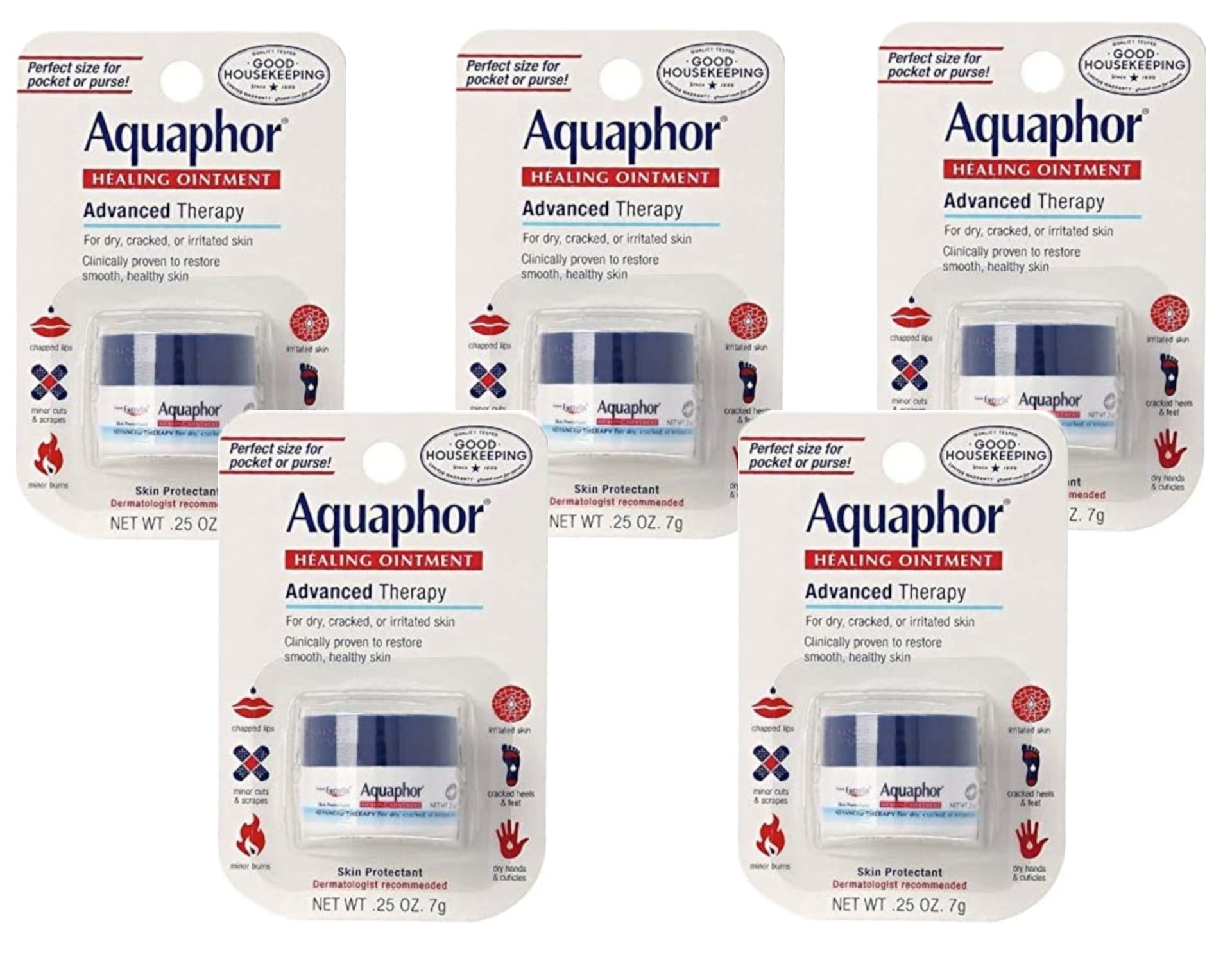 Aquaphor Healing Ointment, Advanced Therapy .25oz. (Pack of 5)