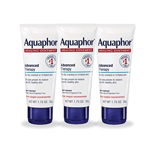 Aquaphor Healing Ointment - Travel Size Protectant for Cracked Skin - Dry Hands, Heels, Elbows, Lips, 1.75 Oz (Pack of 3) - Packaging May Vary