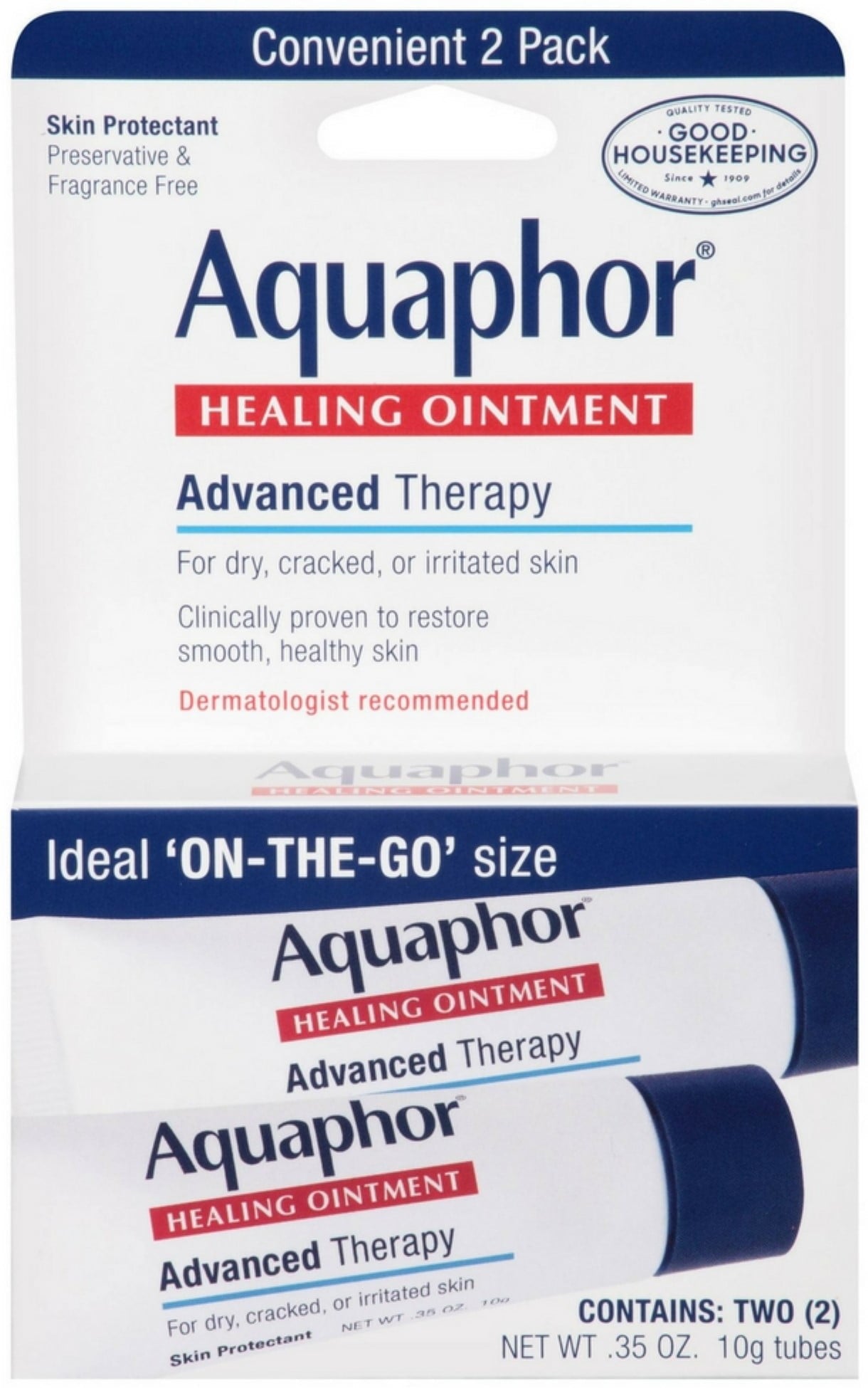 Aquaphor Healing Skin Ointment, Advanced Therapy, 2 Pack, 0.35 oz ea