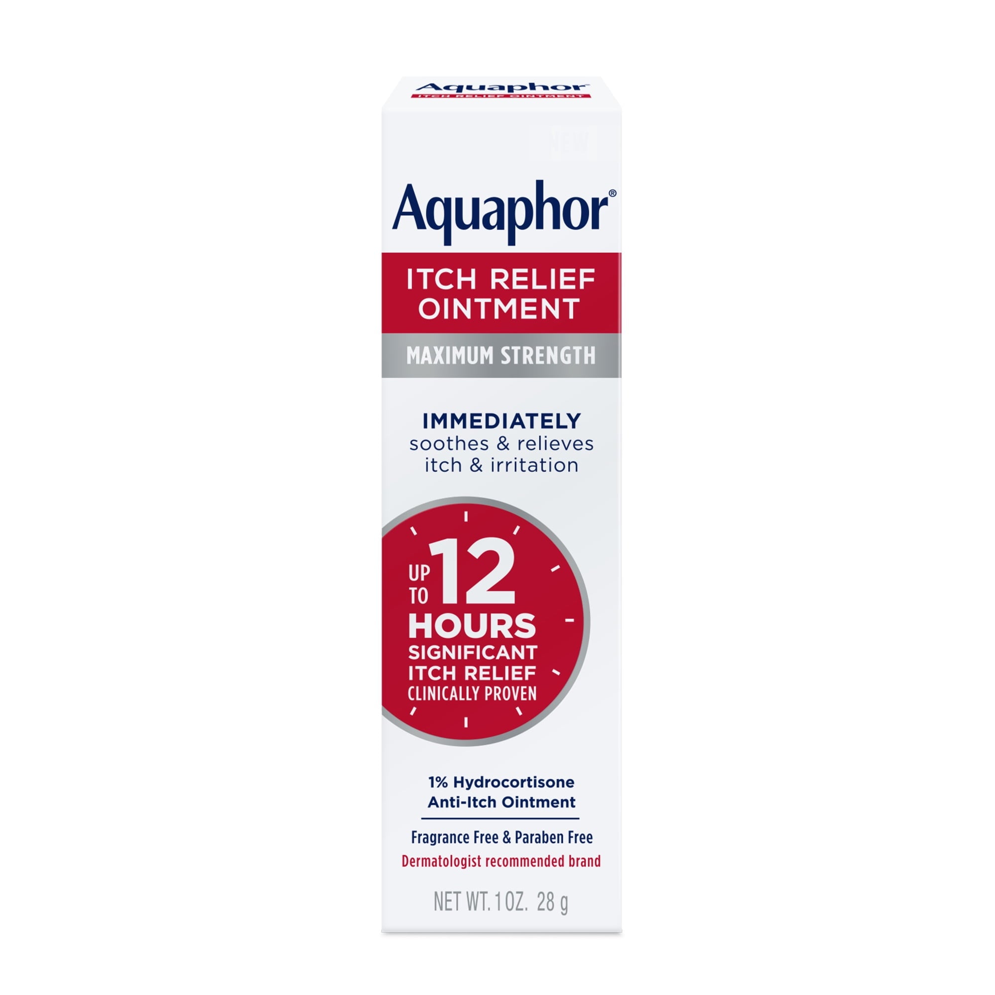 Aquaphor Itch Relief Ointment, Hydrocortisone Anti-Itch Cream, Fast-Acting, 1 oz