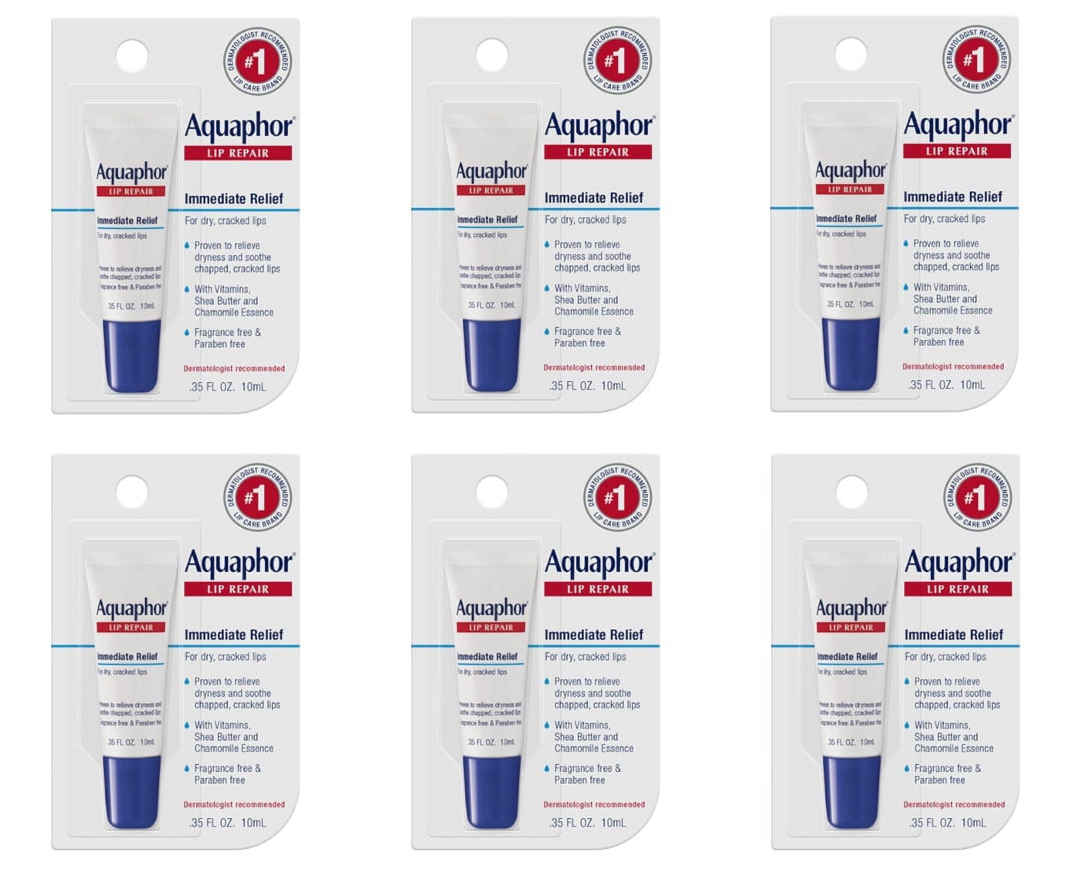 Aquaphor Lip Repair + Protect .35 Fluid Ounce 6 Pack