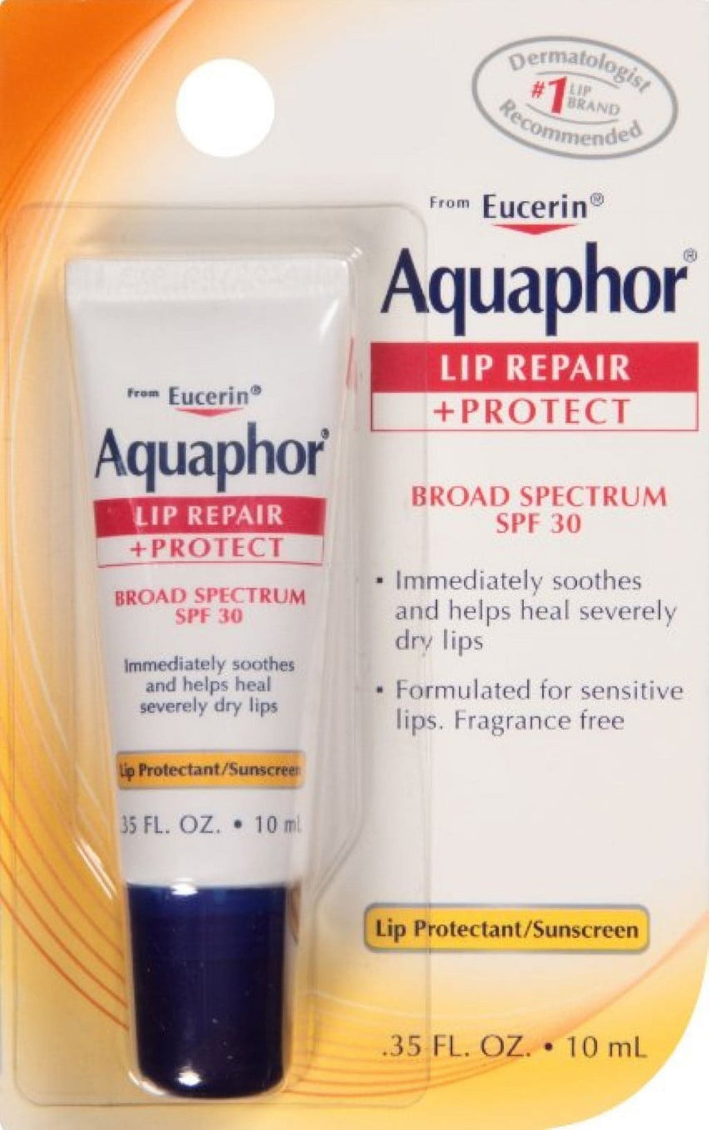 Aquaphor Lip Repair + Protect, Broad Spectrum SPF 30 0.35 oz (Pack of 2)