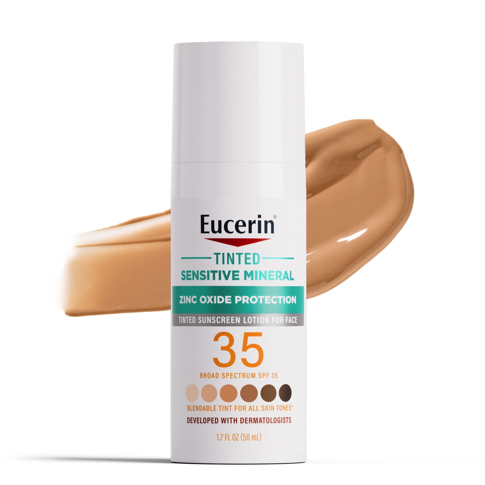 Eucerin Sun Sensitive Mineral Tinted Face Sunscreen Lotion with Zinc Oxide, SPF 35, 1.7 fl oz