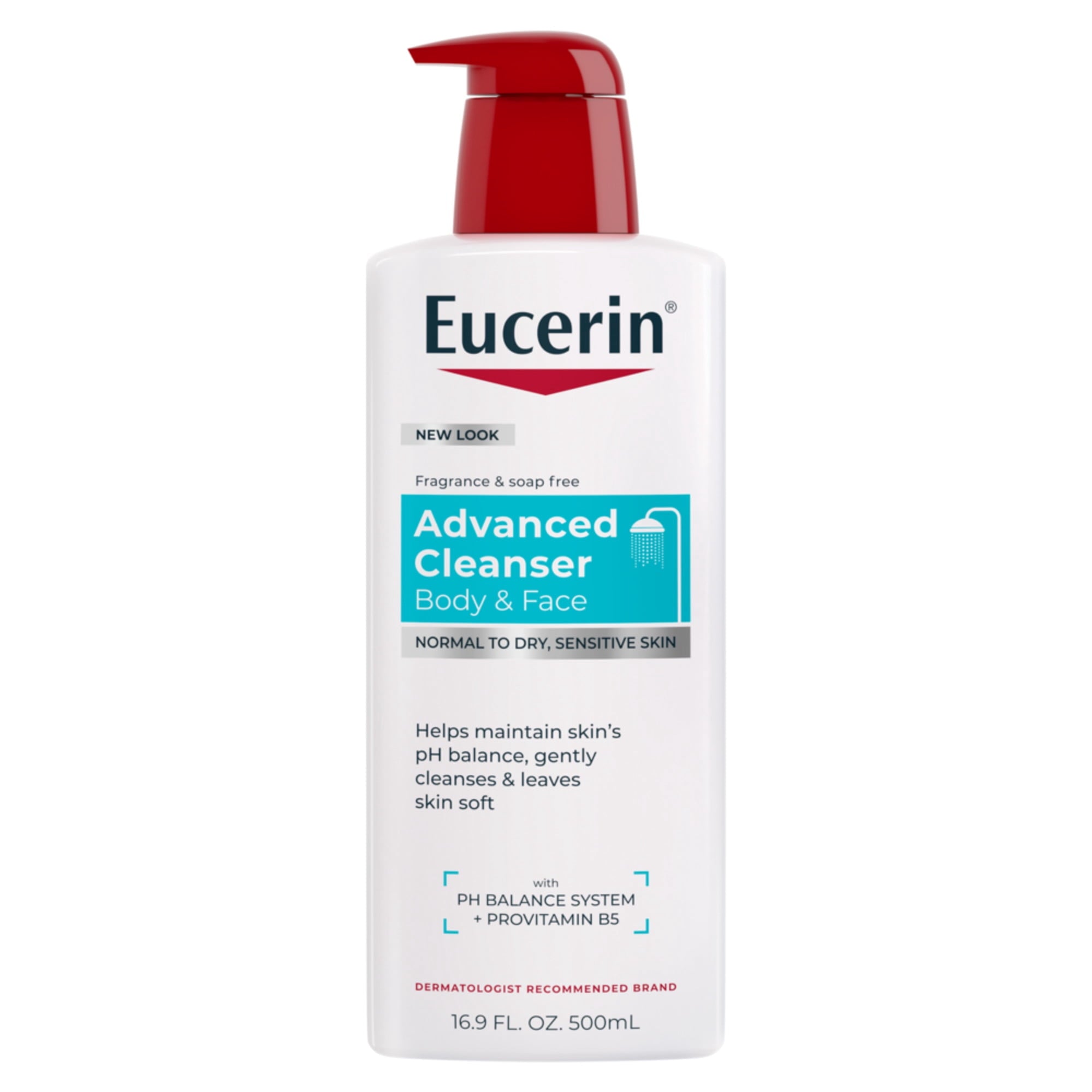 Eucerin Advanced Repair Cleansing Body and Face Cleanser for Normal to Dry, Sensitive Skin, 16.9 fl oz Bottle
