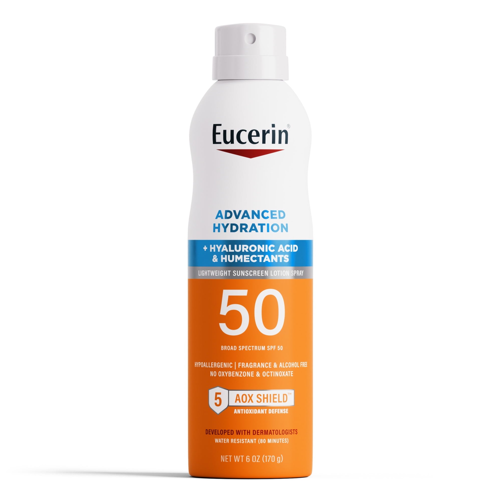 Eucerin Sun Advanced Hydration SPF 50 Sunscreen Spray with Hyaluronic Acid, Hydrates Skin, 6 fl oz