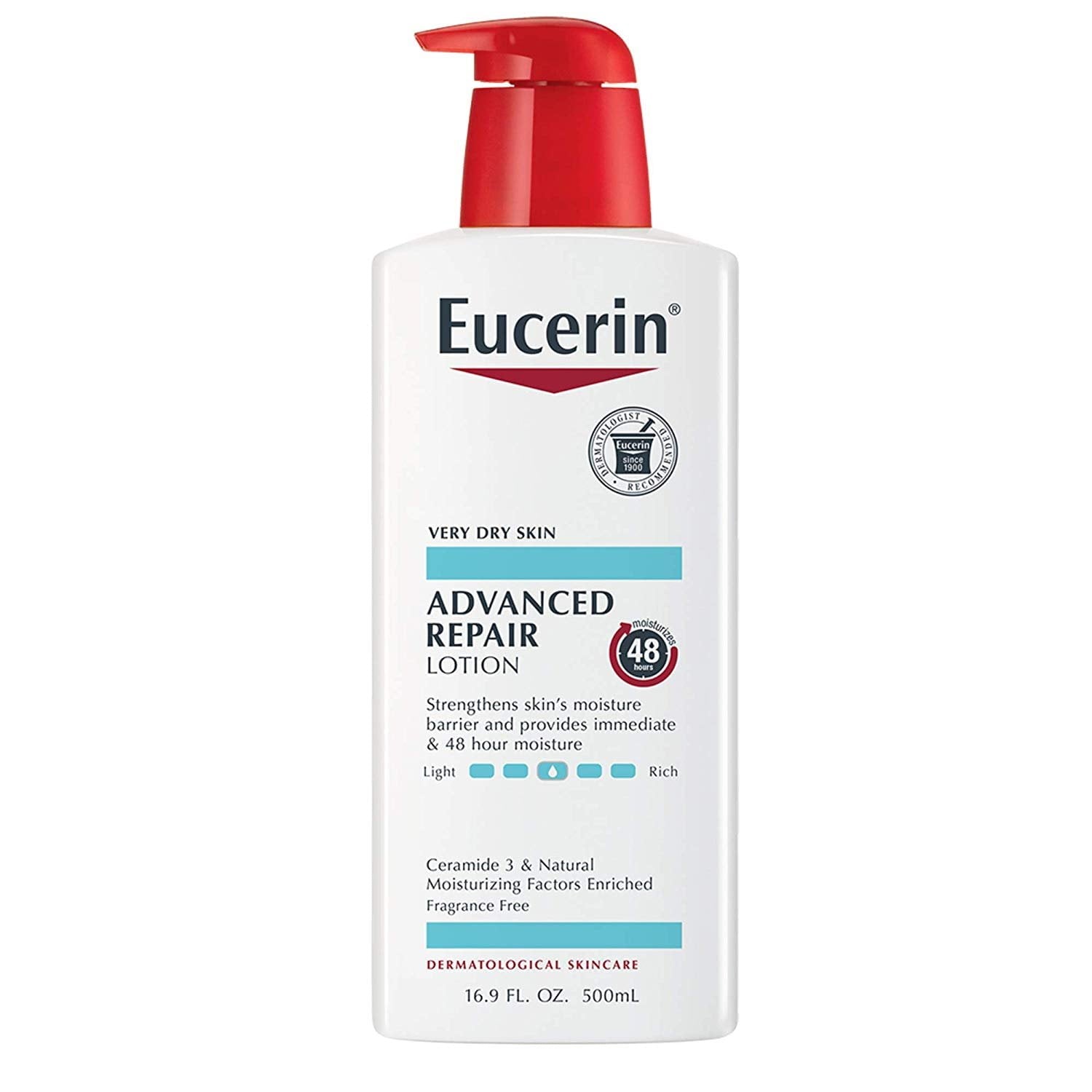 Eucerin Advanced Repair Body Lotion for Very Dry Skin Fragrance Free Moisturizer 48 Hour Hydration 16.9 fl oz