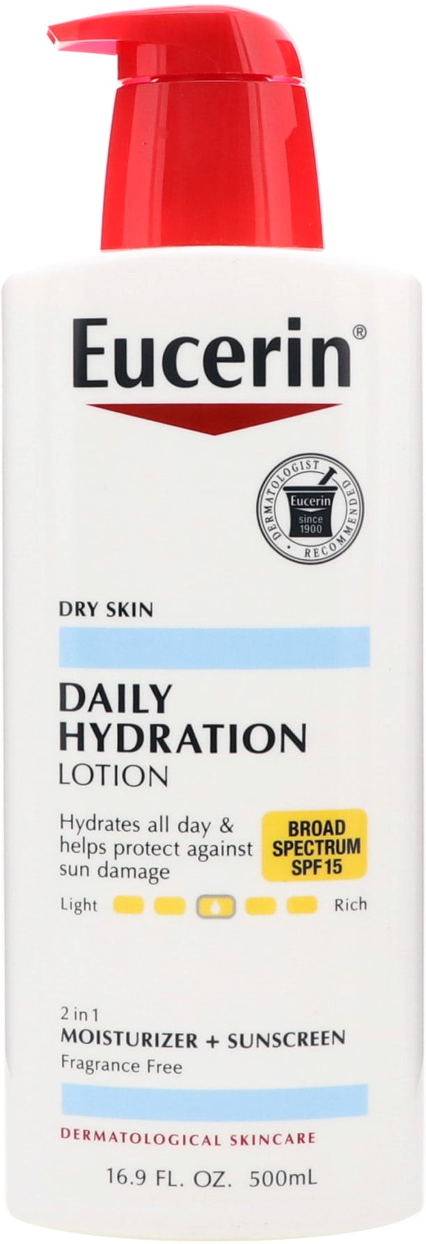 Eucerin Daily Hydration Moisturizer & Sunscreen Lotion SPF 15 16.9 oz (Pack of 2)