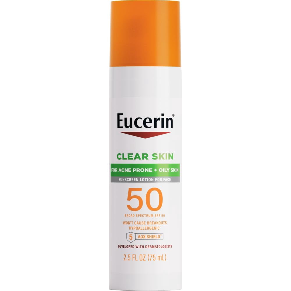 Eucerin Sun Oil Control SPF 50 Face Sunscreen Lotion with Oil Absorbing Minerals, 2.5 Fl Oz Bottle