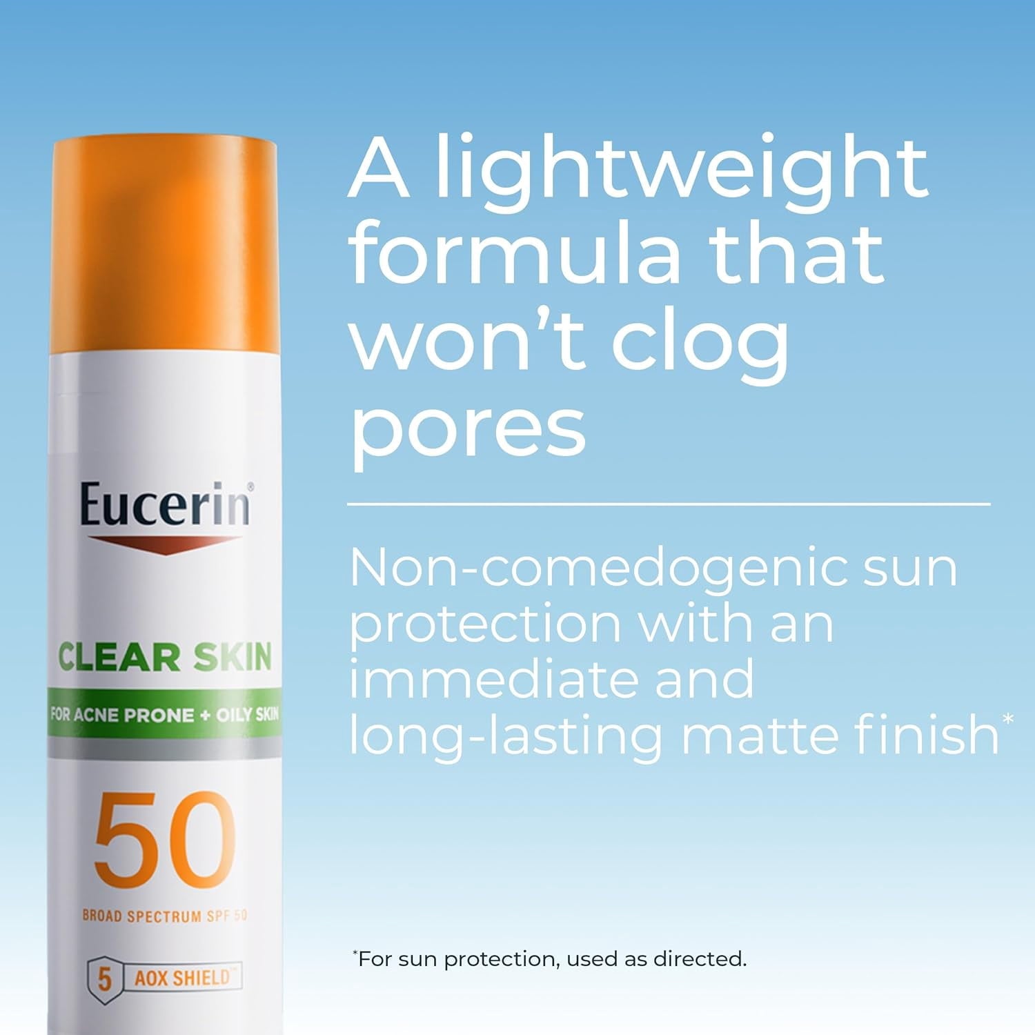 Eucerin Sun Oil Control SPF 50 Face Sunscreen Lotion with Oil Absorbing Minerals, 2.5 Fl Oz Bottle