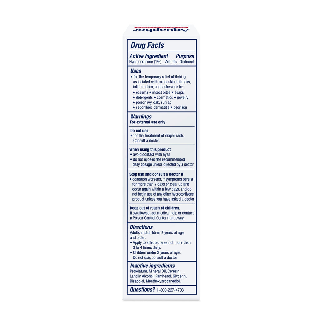 Aquaphor Itch Relief Ointment, Hydrocortisone Anti-Itch Cream, Fast-Acting, 1 oz