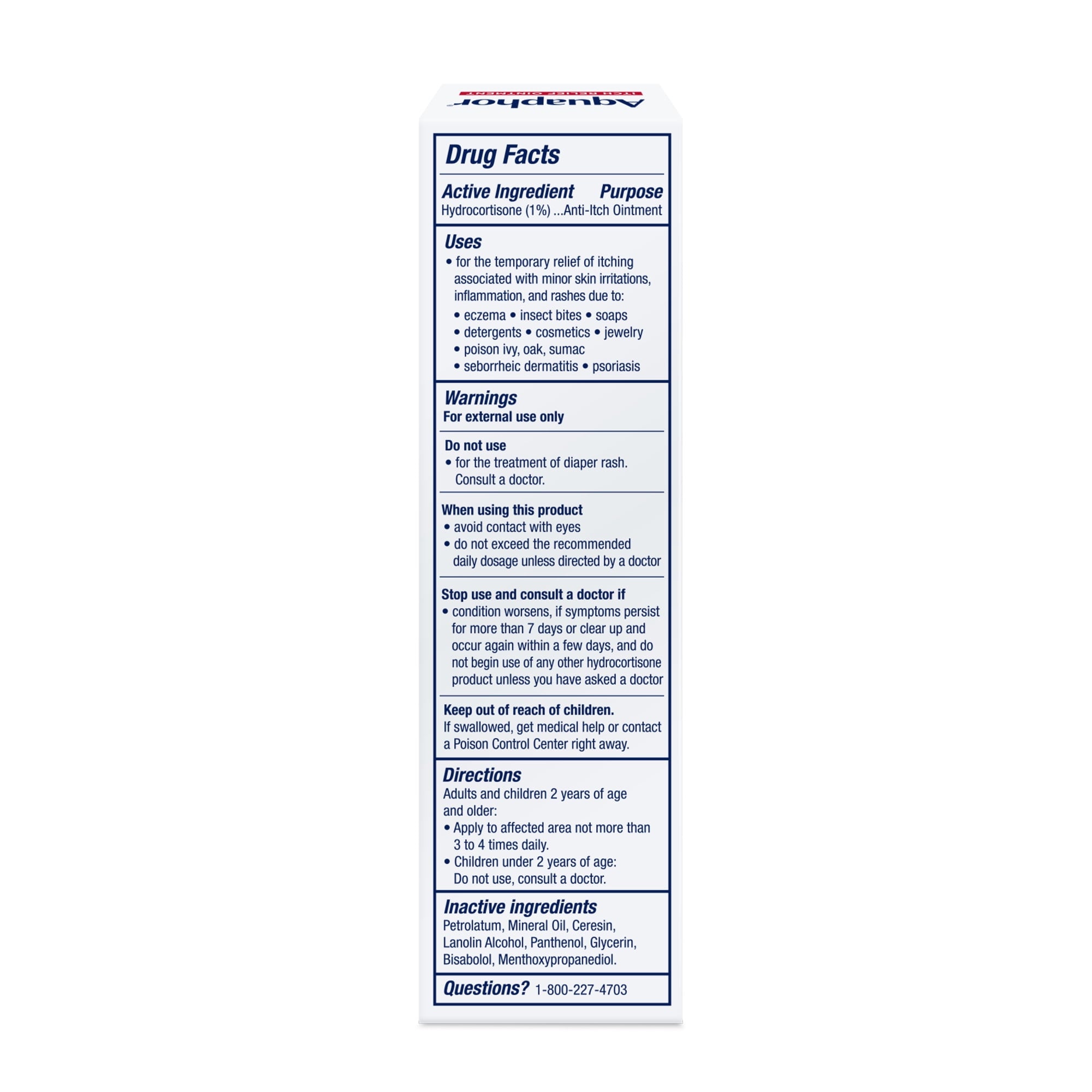 Aquaphor Itch Relief Ointment, Hydrocortisone Anti-Itch Cream, Fast-Acting, 1 oz