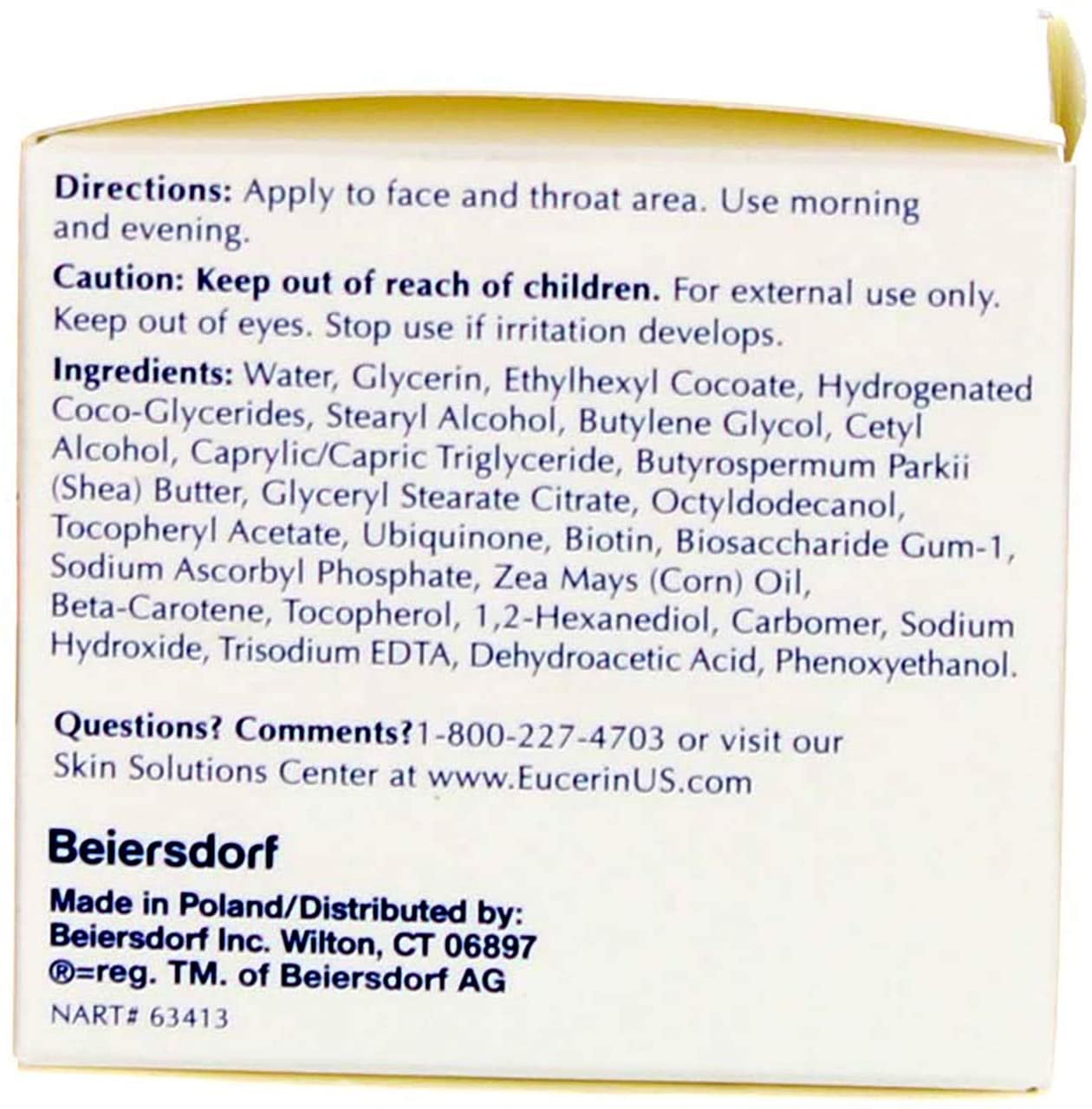 Eucerin Face Cream Anti Wrinkle Moisturize Skin Alcohol Free, 1.7Oz