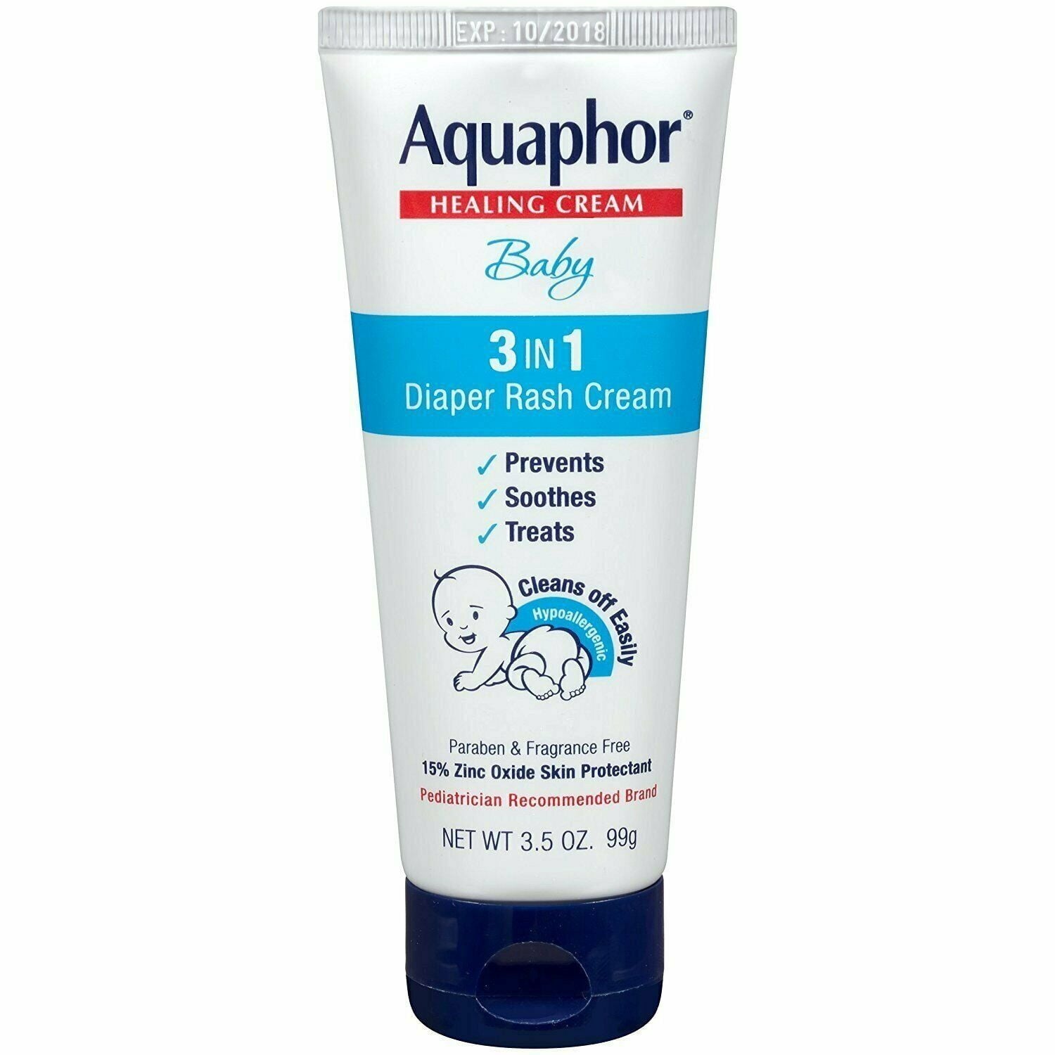 Aquaphor Baby Healing Diaper Rash Cream Skin Protectant, 3.5oz, 6-Pack