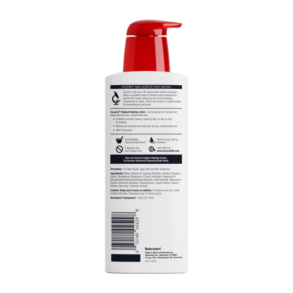 Eucerin Original Healing Body Lotion, for Sensitive Skin, Fragrance Free, 16.9 fl oz Bottle