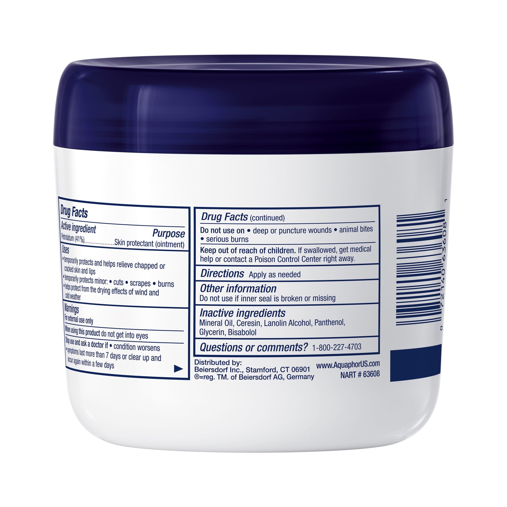 Aquaphor Healing Ointment Skin Protectant for Dry, Cracked, Irritated Skin, Fragrance Free, 14 oz