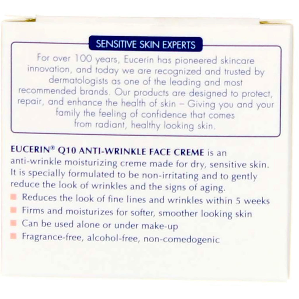 Eucerin Sensitive Skin Experts Q10 Anti-Wrinkle Face Creme 1.70 oz (Pack of 2)