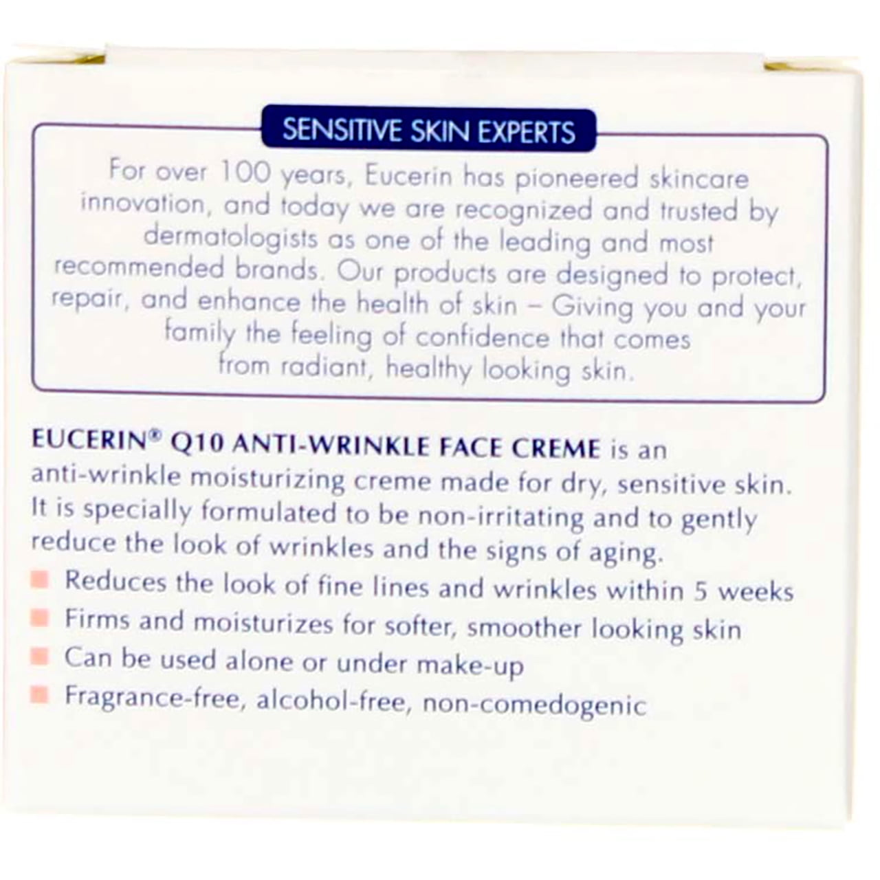 Eucerin Q10 Anti-Wrinkle Face Creme, Unscented, 1.7 oz (4 Pack) (Bundle)