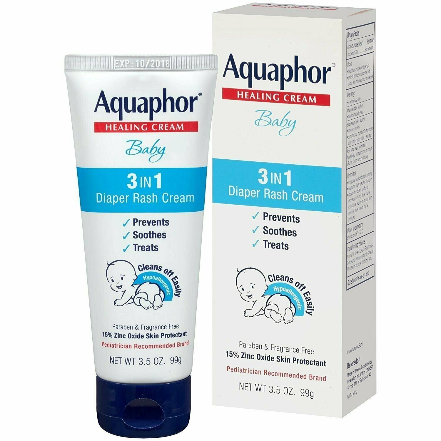 Aquaphor Baby Healing Diaper Rash Cream Skin Protectant, 3.5oz, 6-Pack