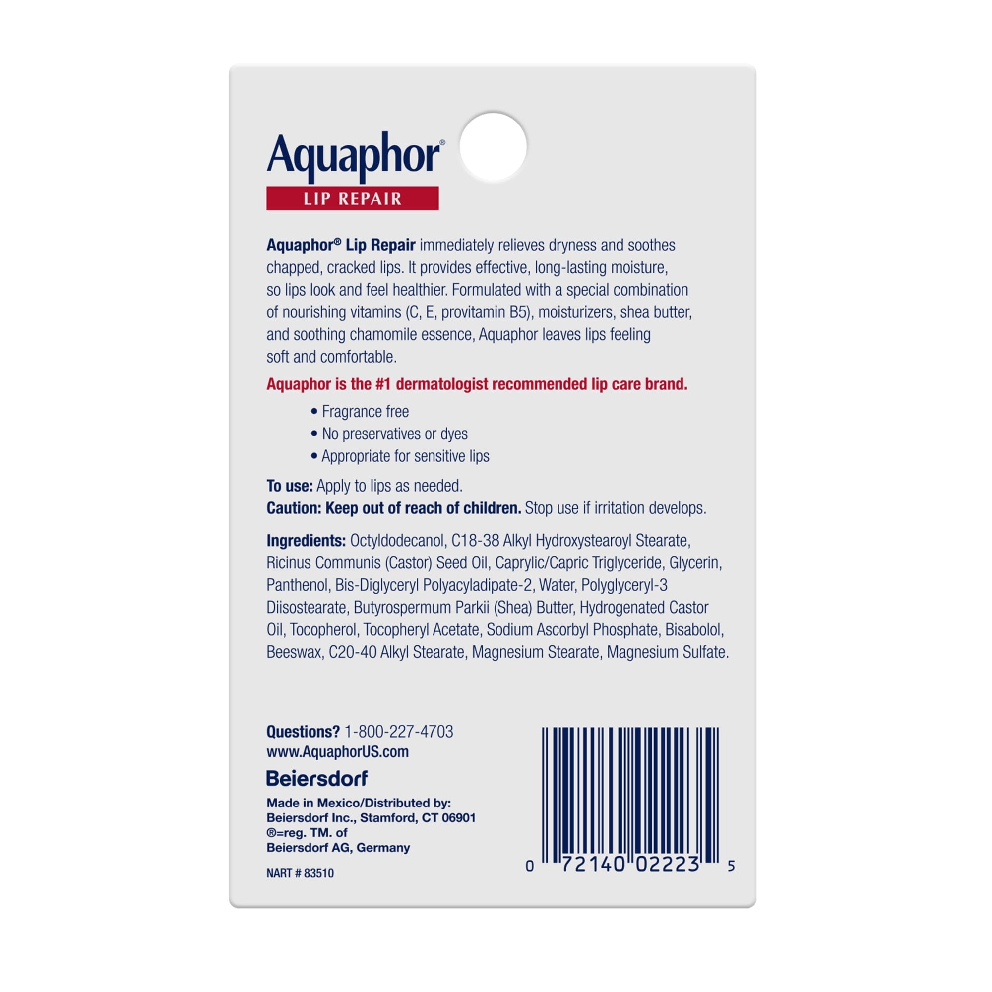 (6 pack) Aquaphor Lip Repair Ointment for Dry Chapped Lips, Lip Balm with Shea Butter, 0.35 fl oz, 2 Pack