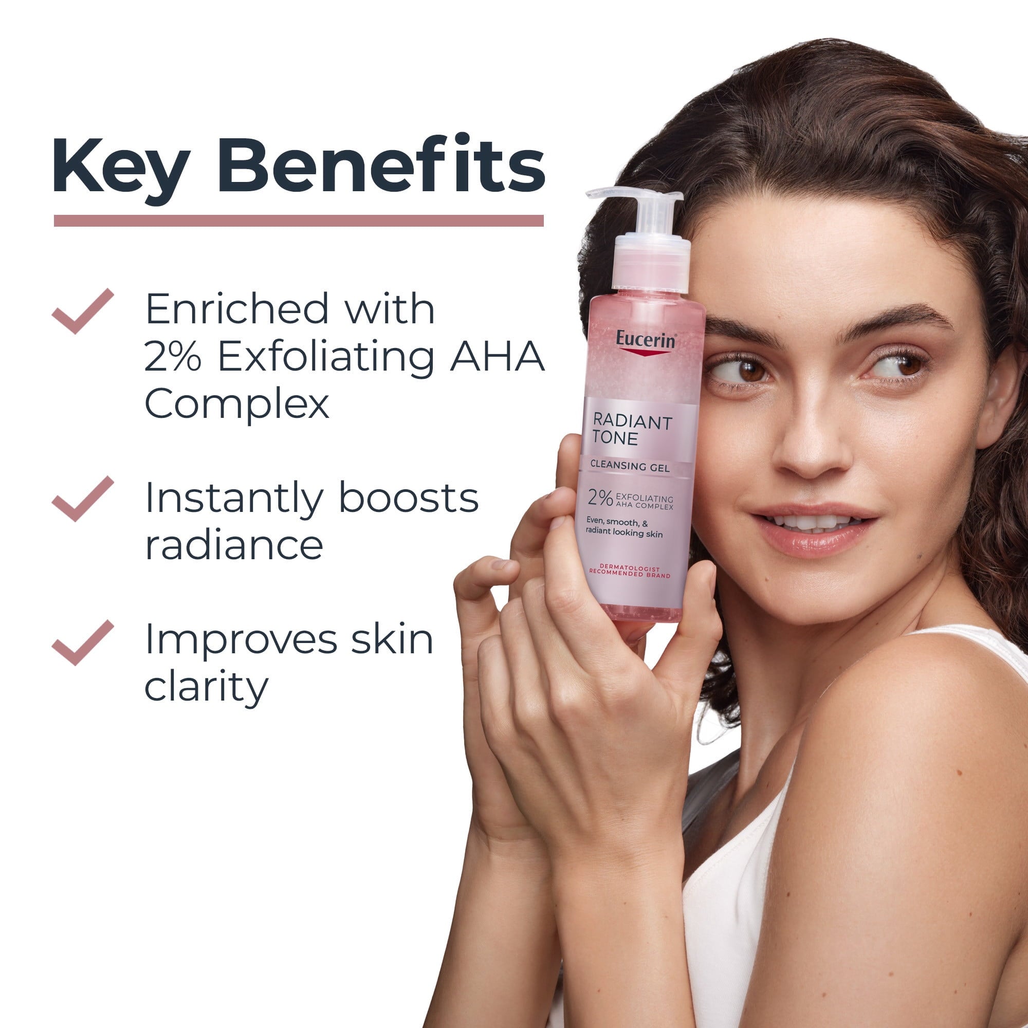 Eucerin Radiant Tone Face Cleanser Gel with 2% Exfoliating AHA Complex, 6.8 fl oz
