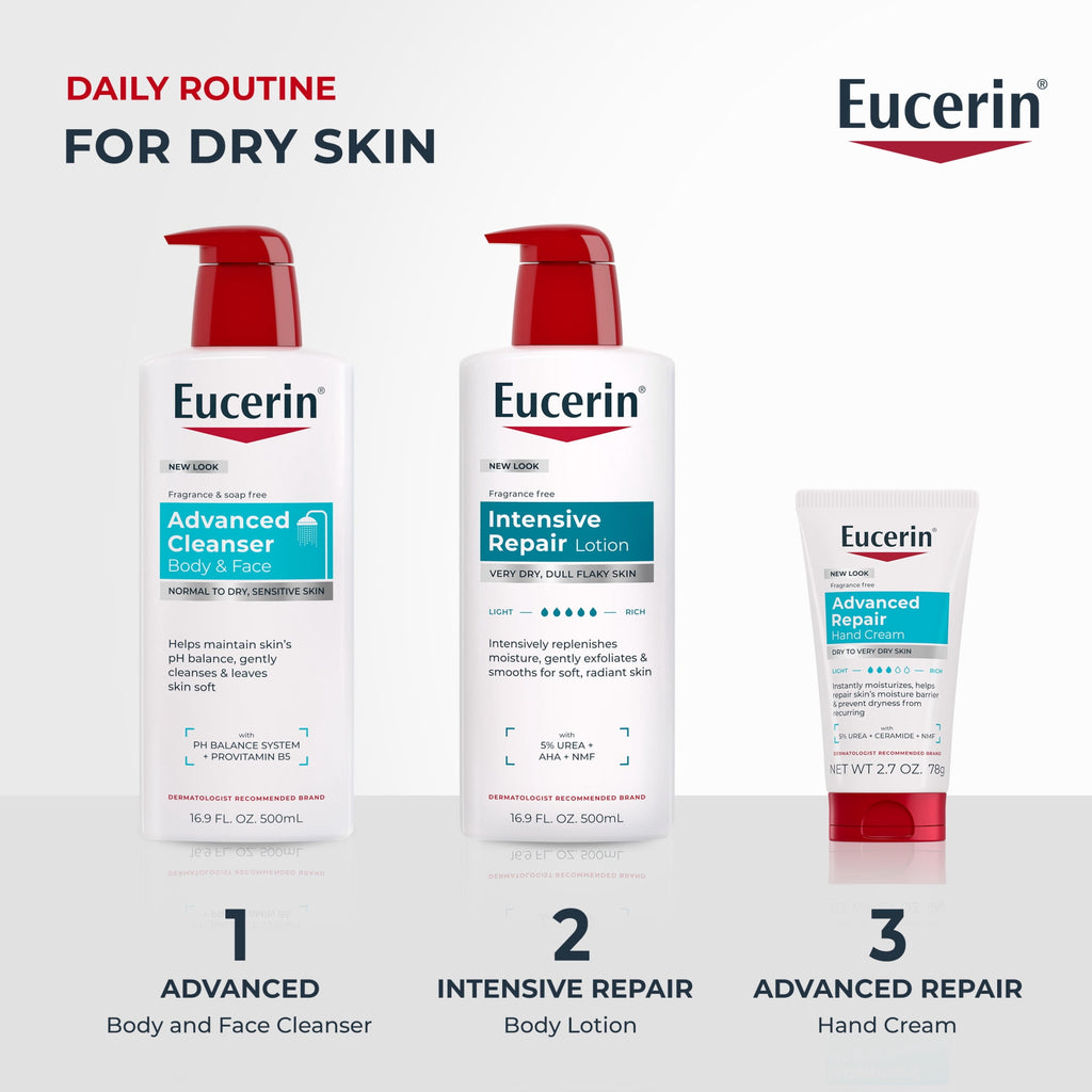 Eucerin Intensive Repair Body Lotion for Dry, Flaky Skin, 16.9 fl oz Pump Bottle