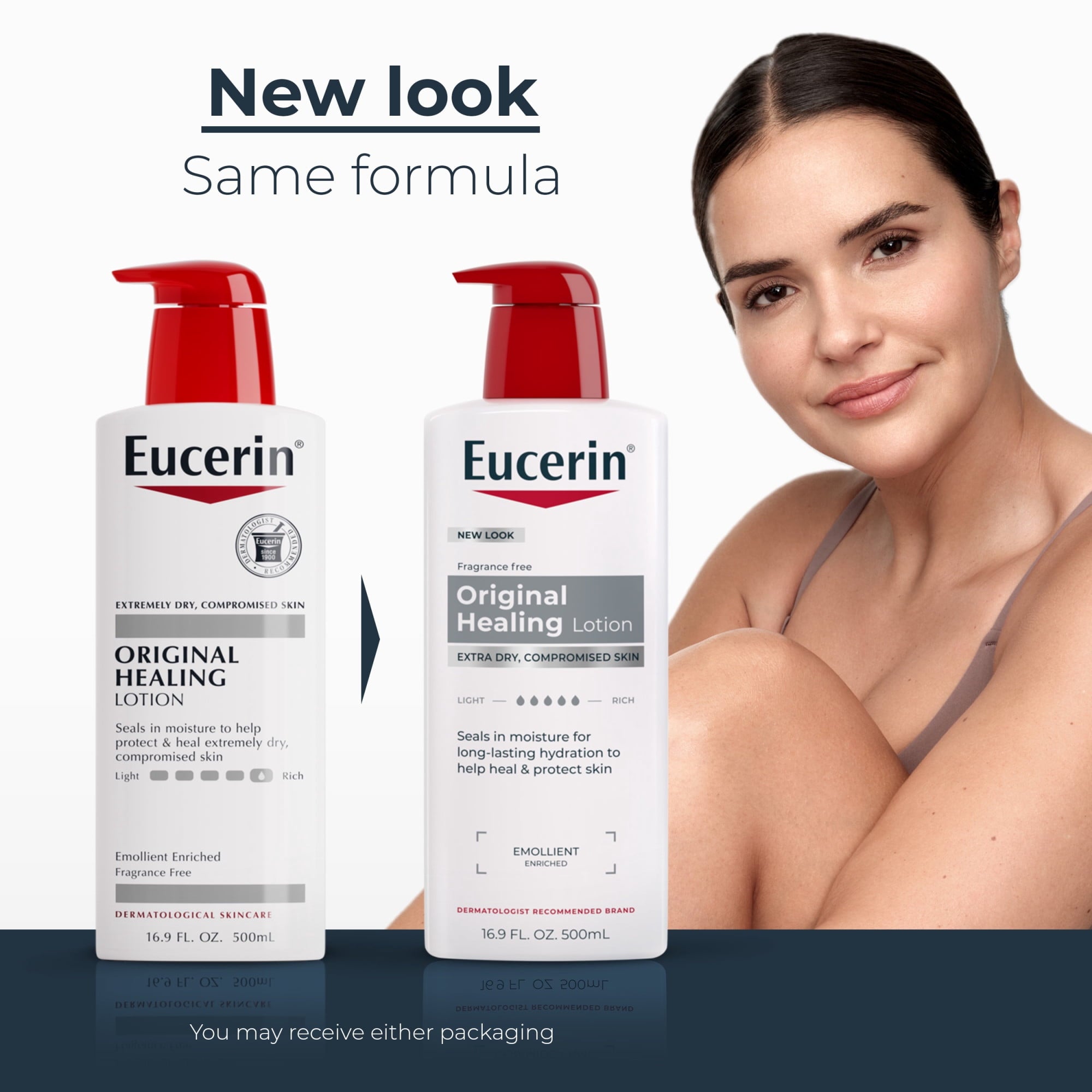 Eucerin Original Healing Body Lotion, for Sensitive Skin, Fragrance Free, 16.9 fl oz Bottle