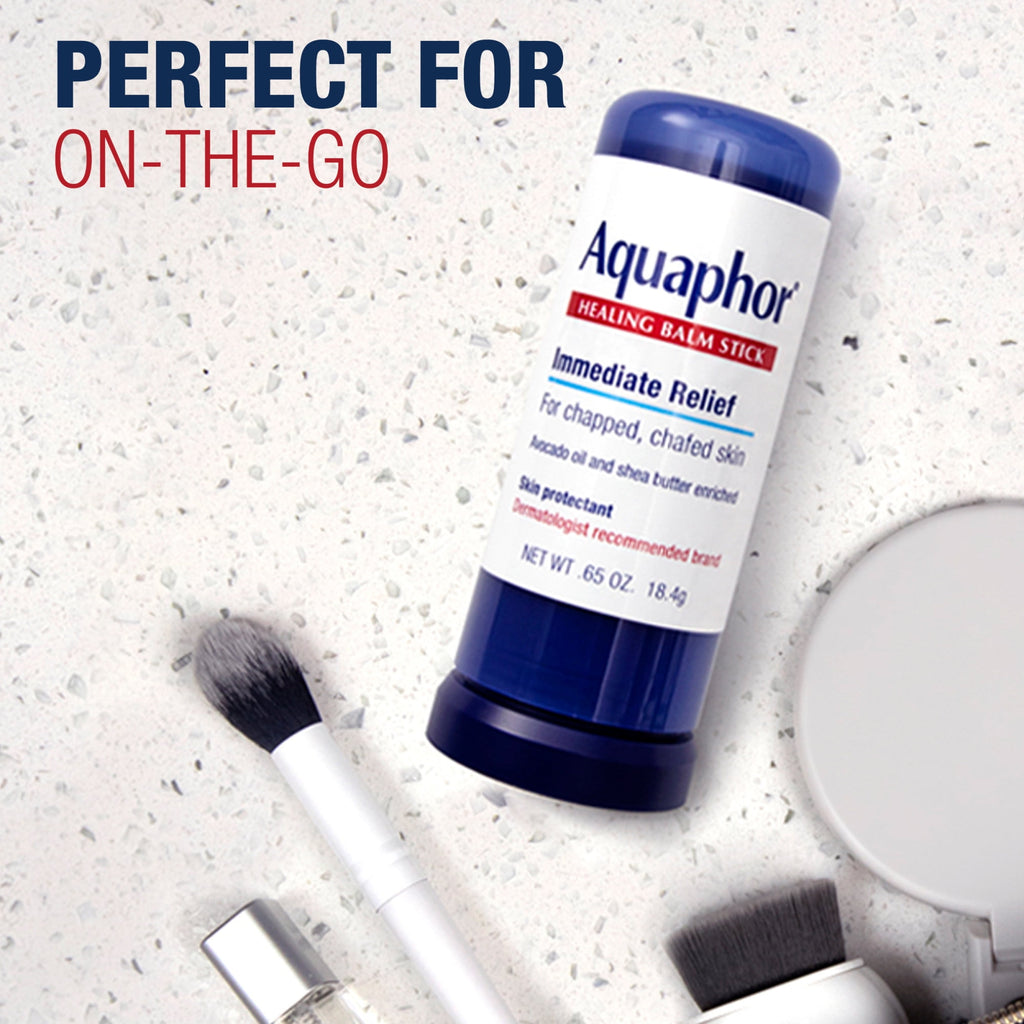 (3 pack) Aquaphor Healing Balm Stick for Chapped, Chafed Skin with Avocado Oil and Shea Butter, 0.65 oz