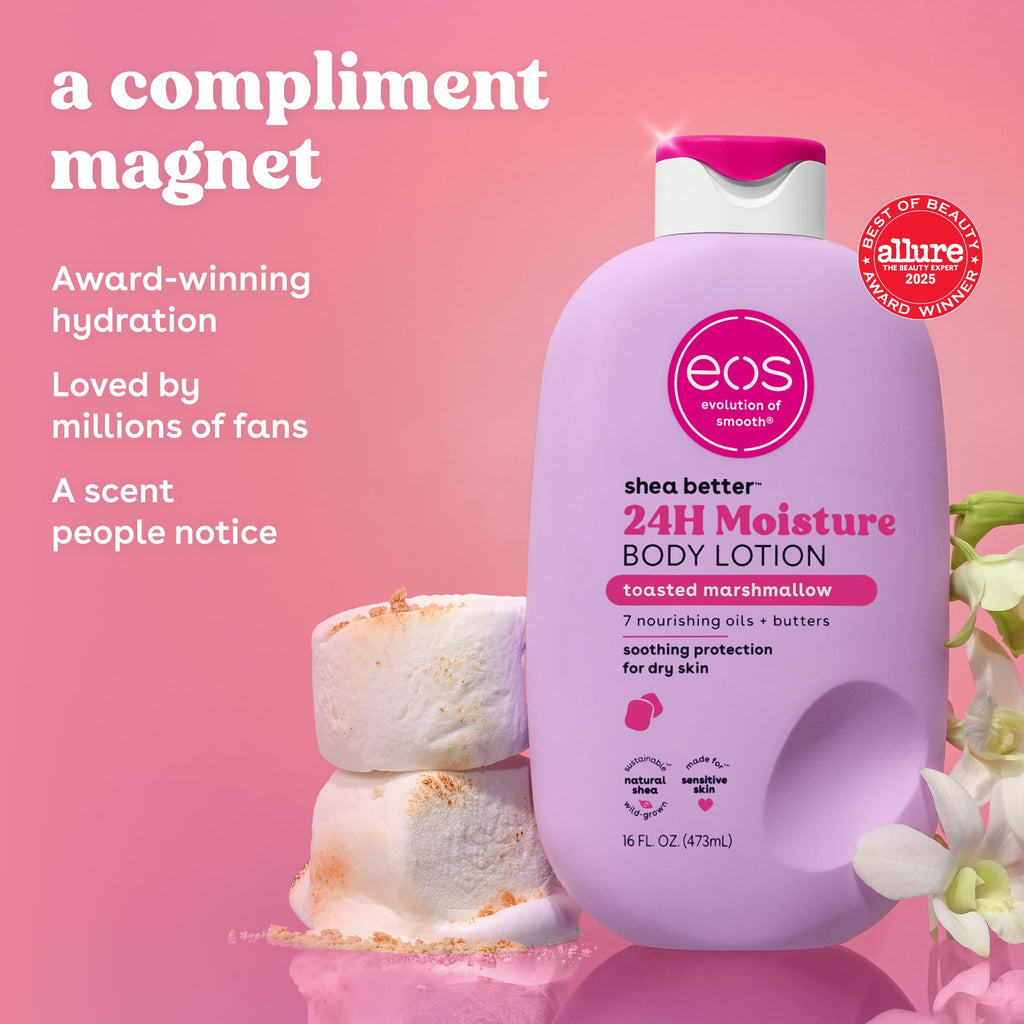 eos Shea Better Toasted Marshmallow Body Lotion for Dry Skin, 16 fl oz