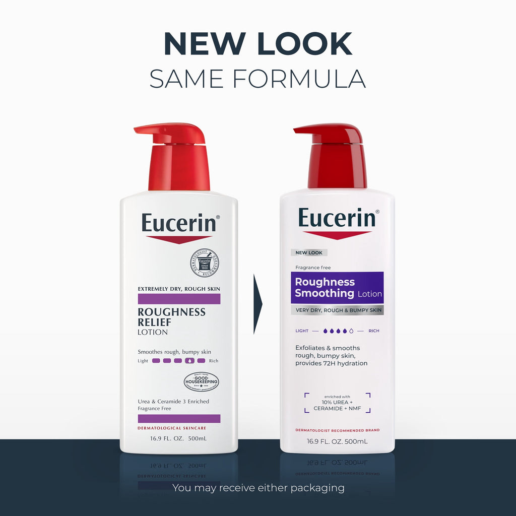 (3 pack) Eucerin Roughness Smoothing Body Lotion for Dry, Rough Skin, 16.9 fl oz Bottle