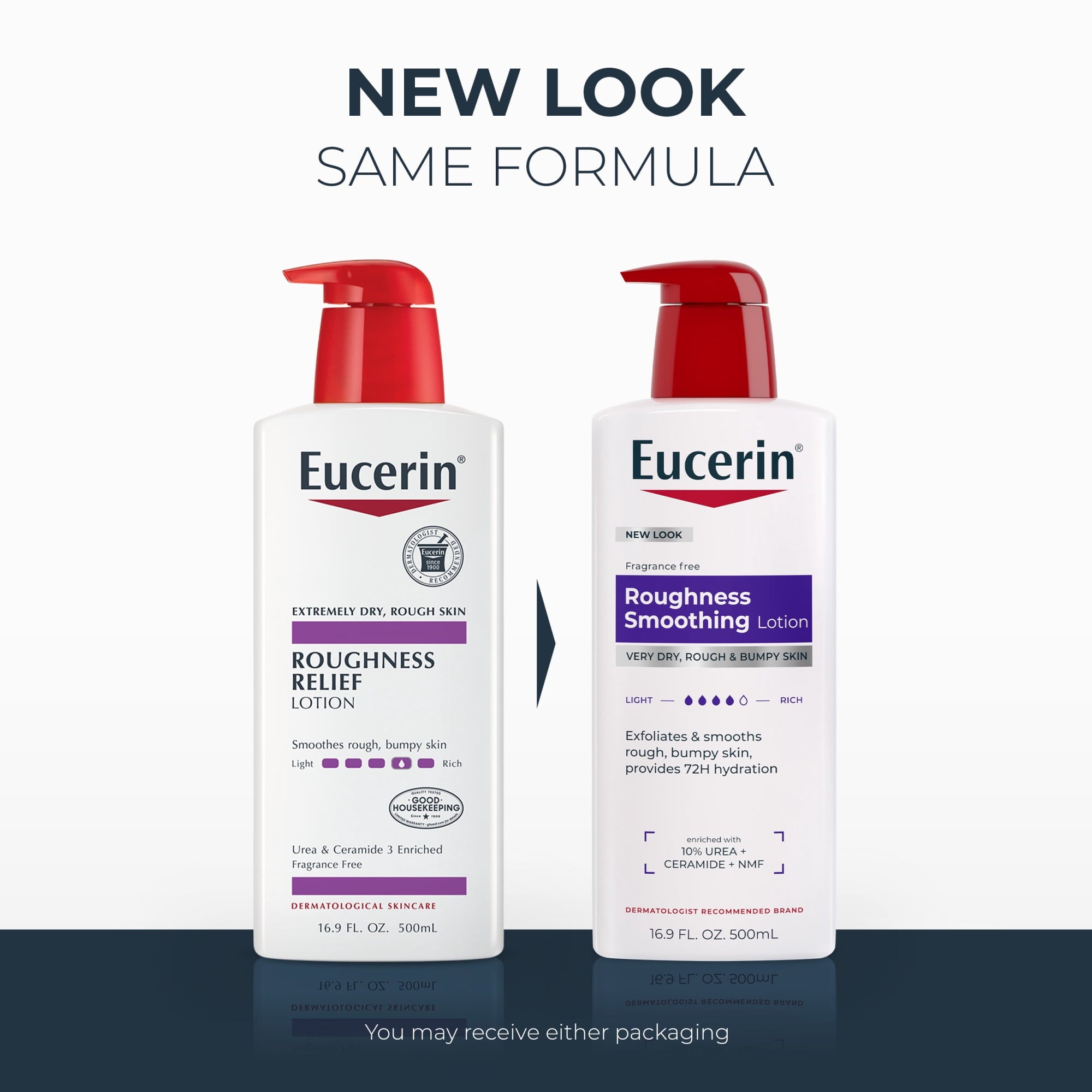 (3 pack) Eucerin Roughness Smoothing Body Lotion for Dry, Rough Skin, 16.9 fl oz Bottle