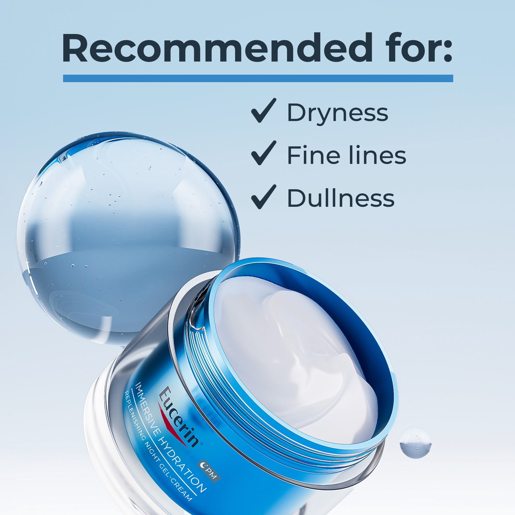 Eucerin Immersive Hydration Replenishing Night Gel Face Cream with Hyaluronic Acid, 1.7 oz