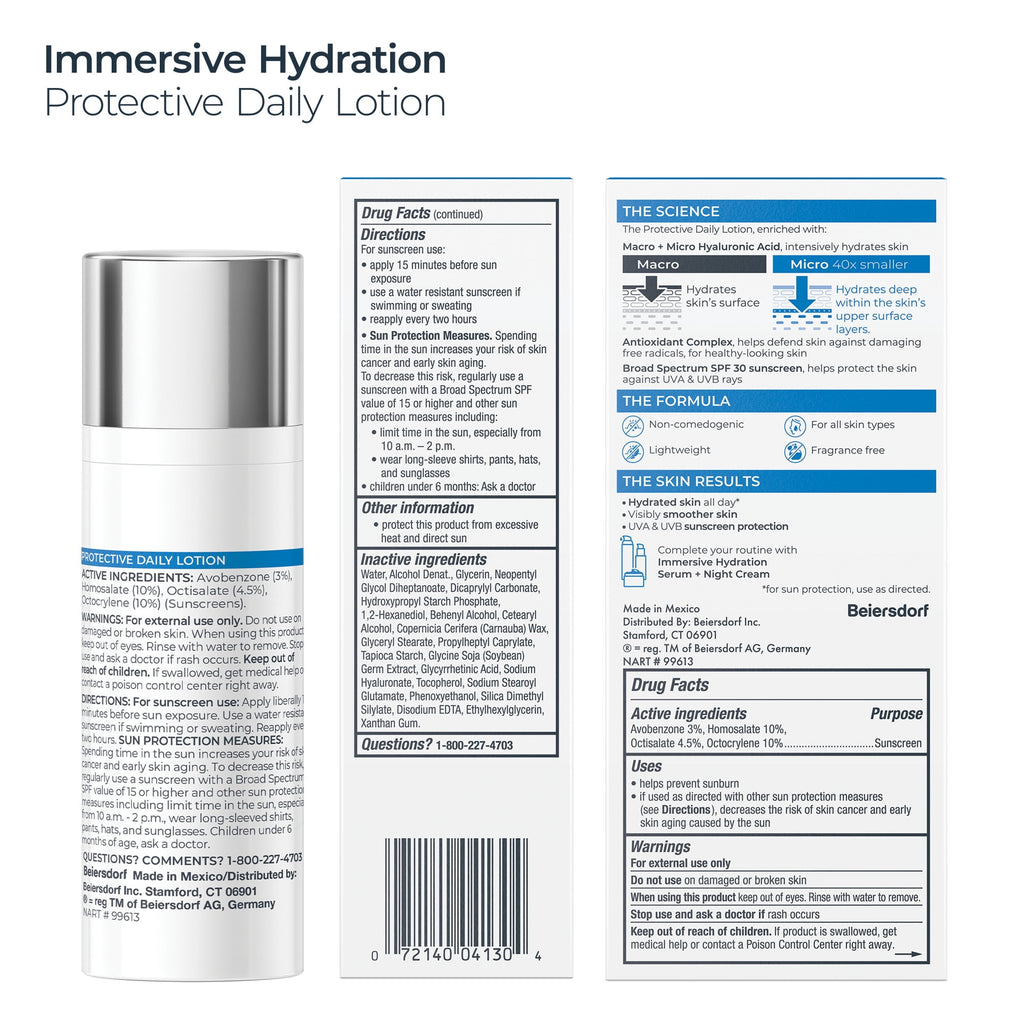 Eucerin Immersive Hydration Daily Face Lotion SPF 30 Sunscreen with Hyaluronic Acid, 1.7 fl oz