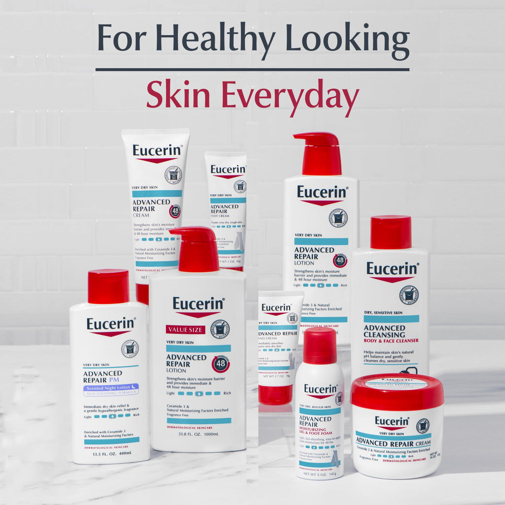 Eucerin Advanced Repair Cleansing Body and Face Cleanser for Normal to Dry, Sensitive Skin, 16.9 fl oz Bottle