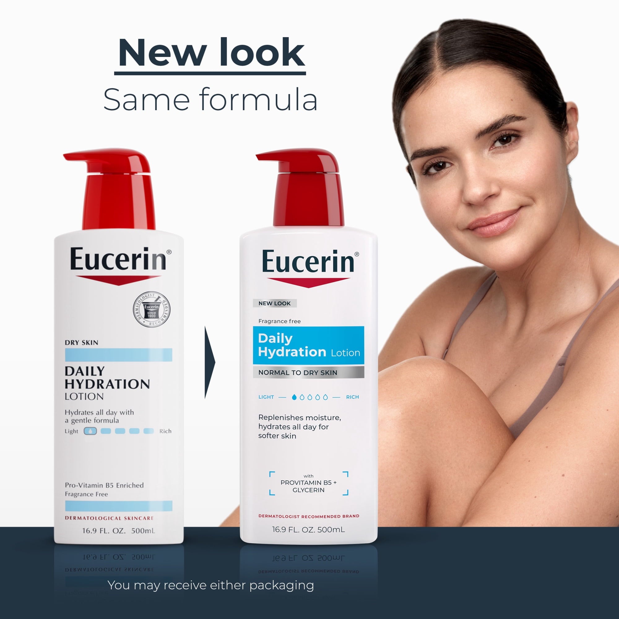 Eucerin Daily Hydration Body Lotion, Unscented Body Lotion, 16.9 fl oz Pump Bottle