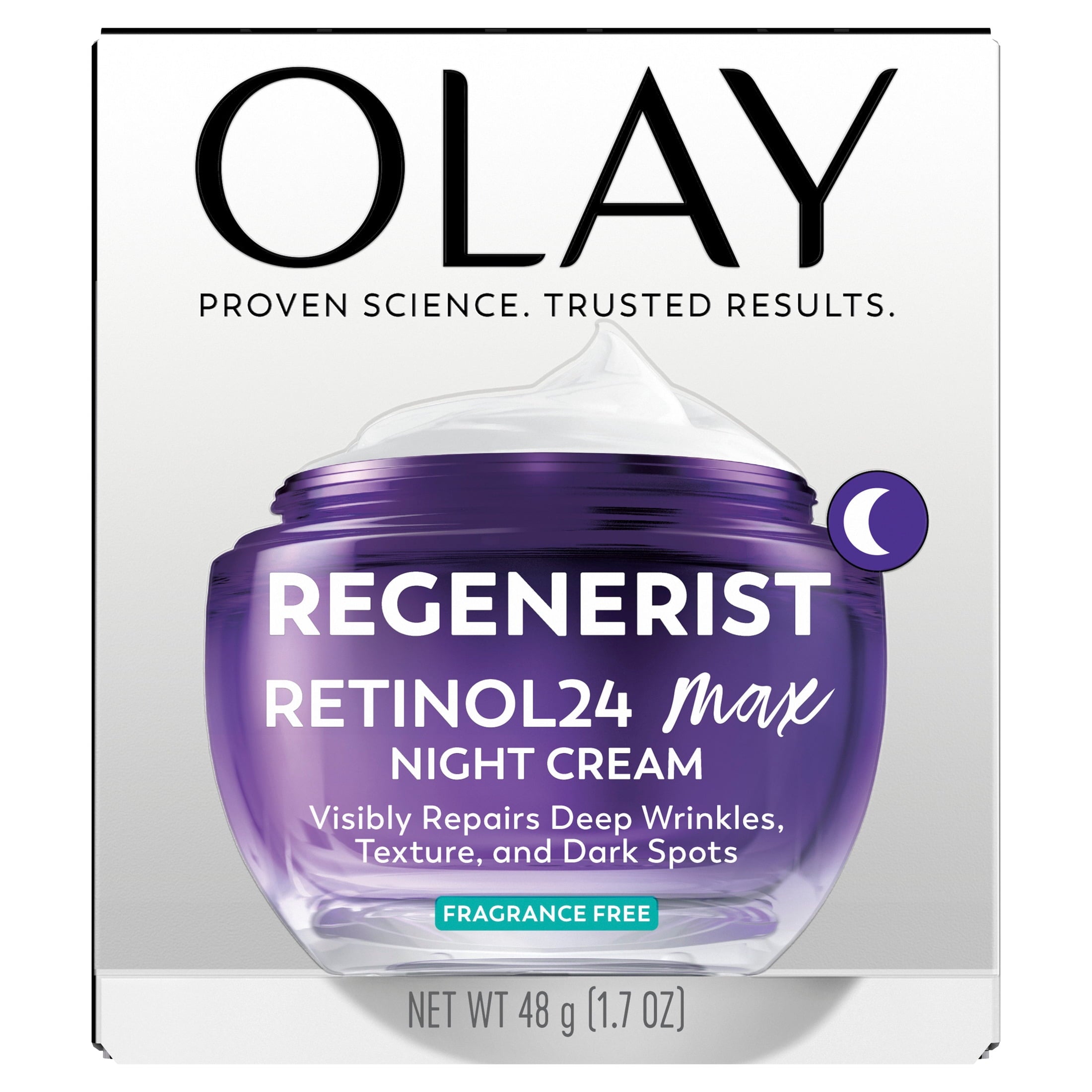 Olay Retinol 24 Max Night Moisturizing Cream with Triple Collagen Peptide, Fragrance-Free, 1.7 fl oz