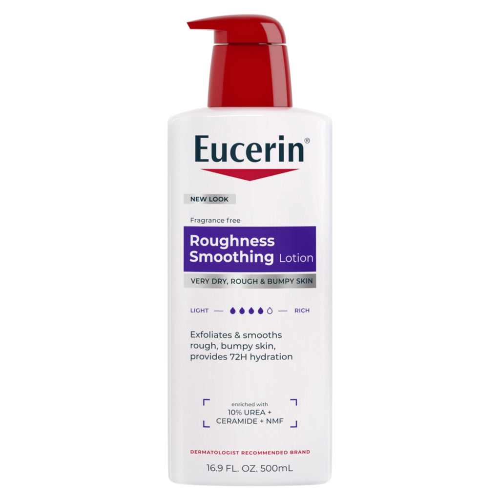 (3 pack) Eucerin Roughness Smoothing Body Lotion for Dry, Rough Skin, 16.9 fl oz Bottle