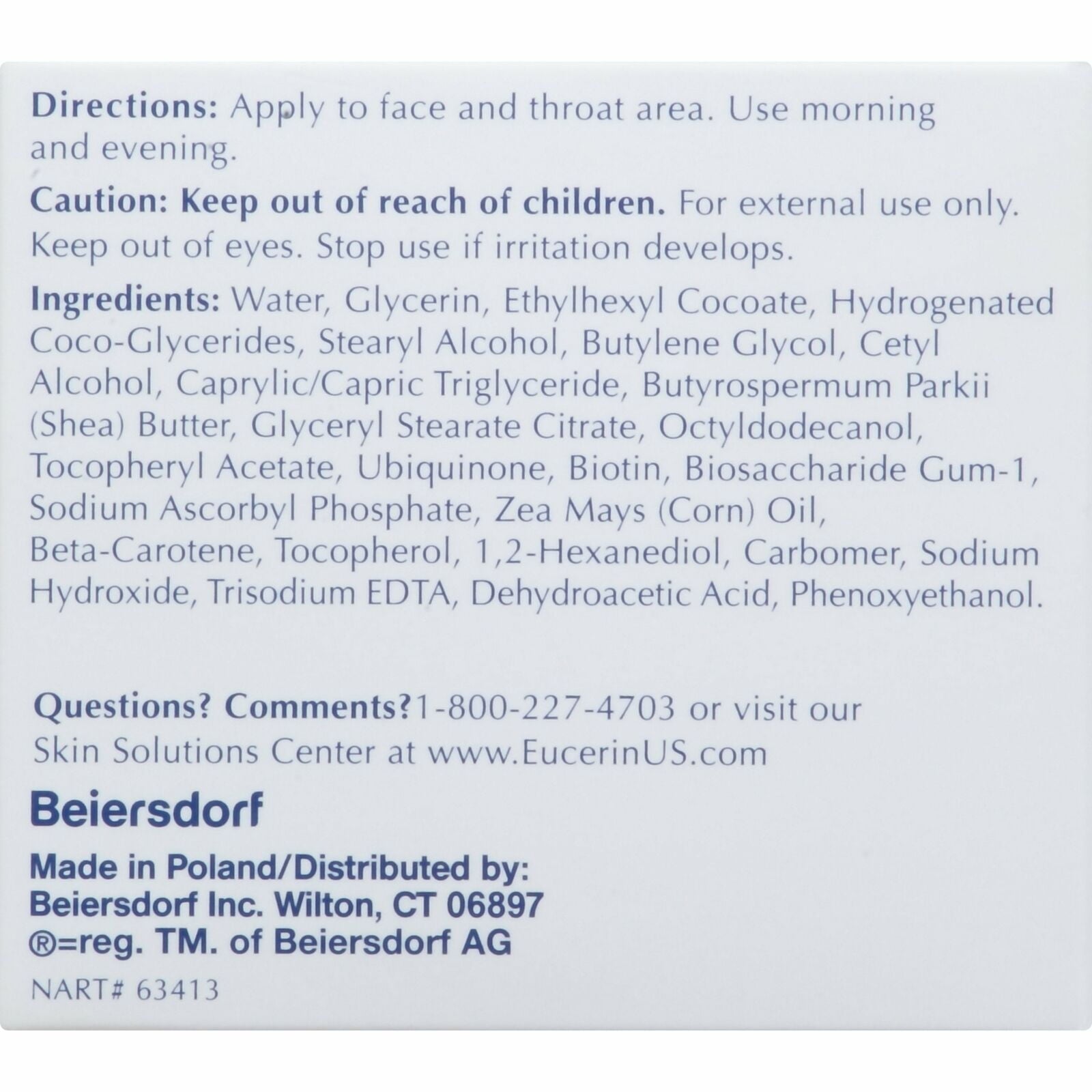Eucerin Sensitive Skin Experts Q10 Anti-Wrinkle Face Creme 1.70 oz