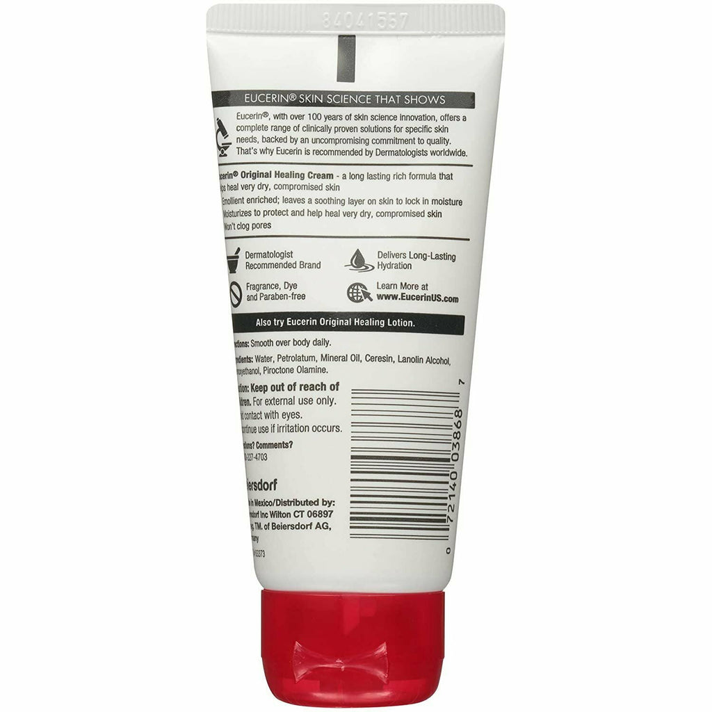 Eucerin Original Healing & Emollient Rich Creme Fragrance Free, 2oz, 2-Pack
