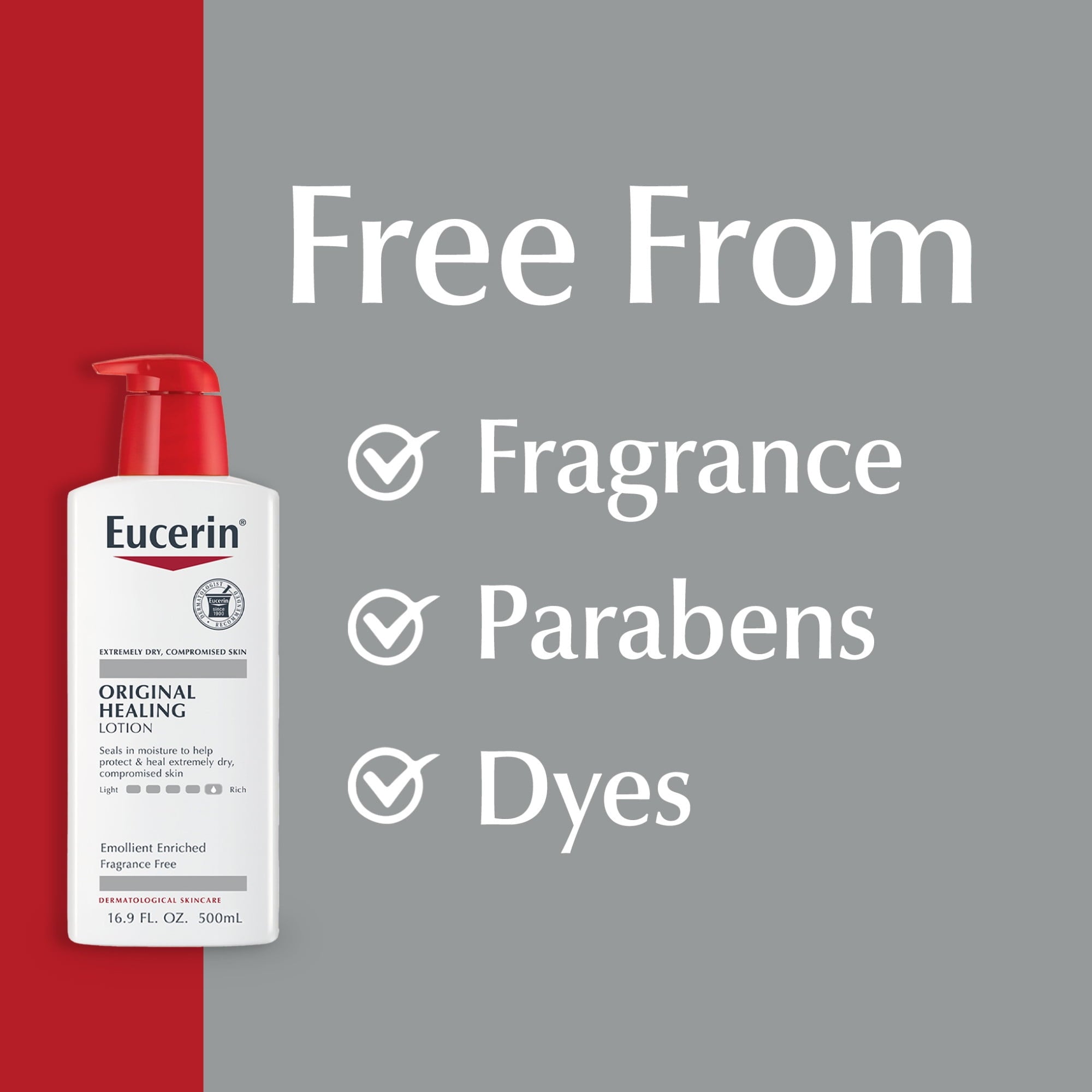 Eucerin Original Healing Body Lotion, for Sensitive Skin, Fragrance Free, 16.9 fl oz Bottle