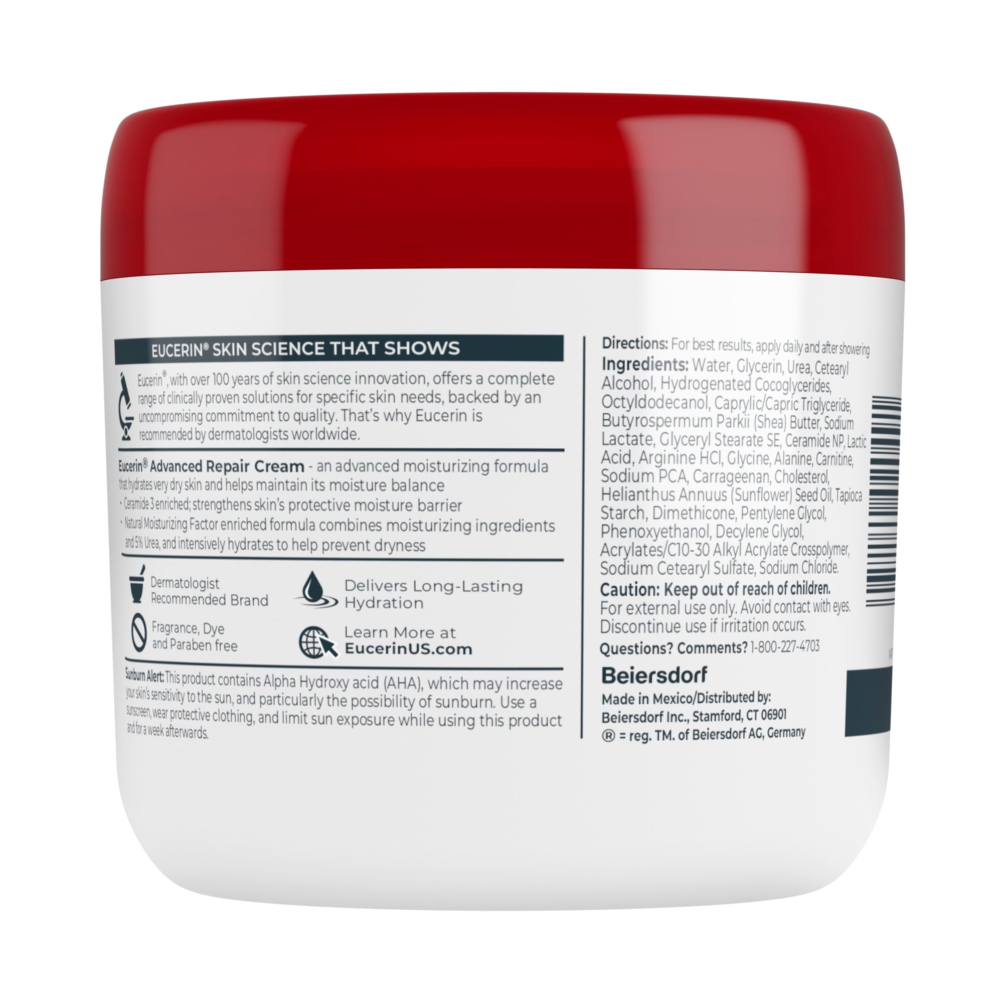 Eucerin Advanced Repair Body Cream for Dry Skin, 16 oz Jar