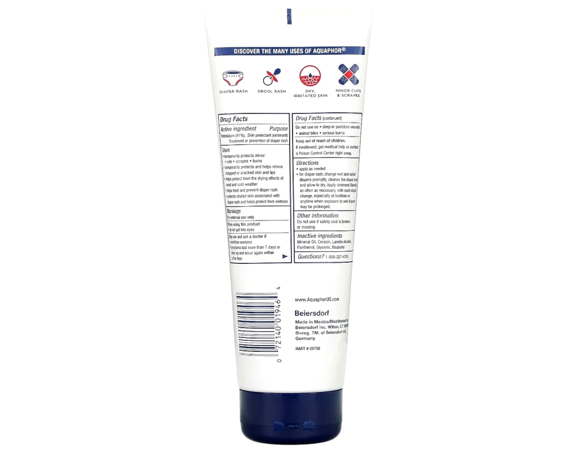 Aquaphor Baby Healing Ointment Advanced Therapy Skin Protectant 7 oz (Pack of 2)